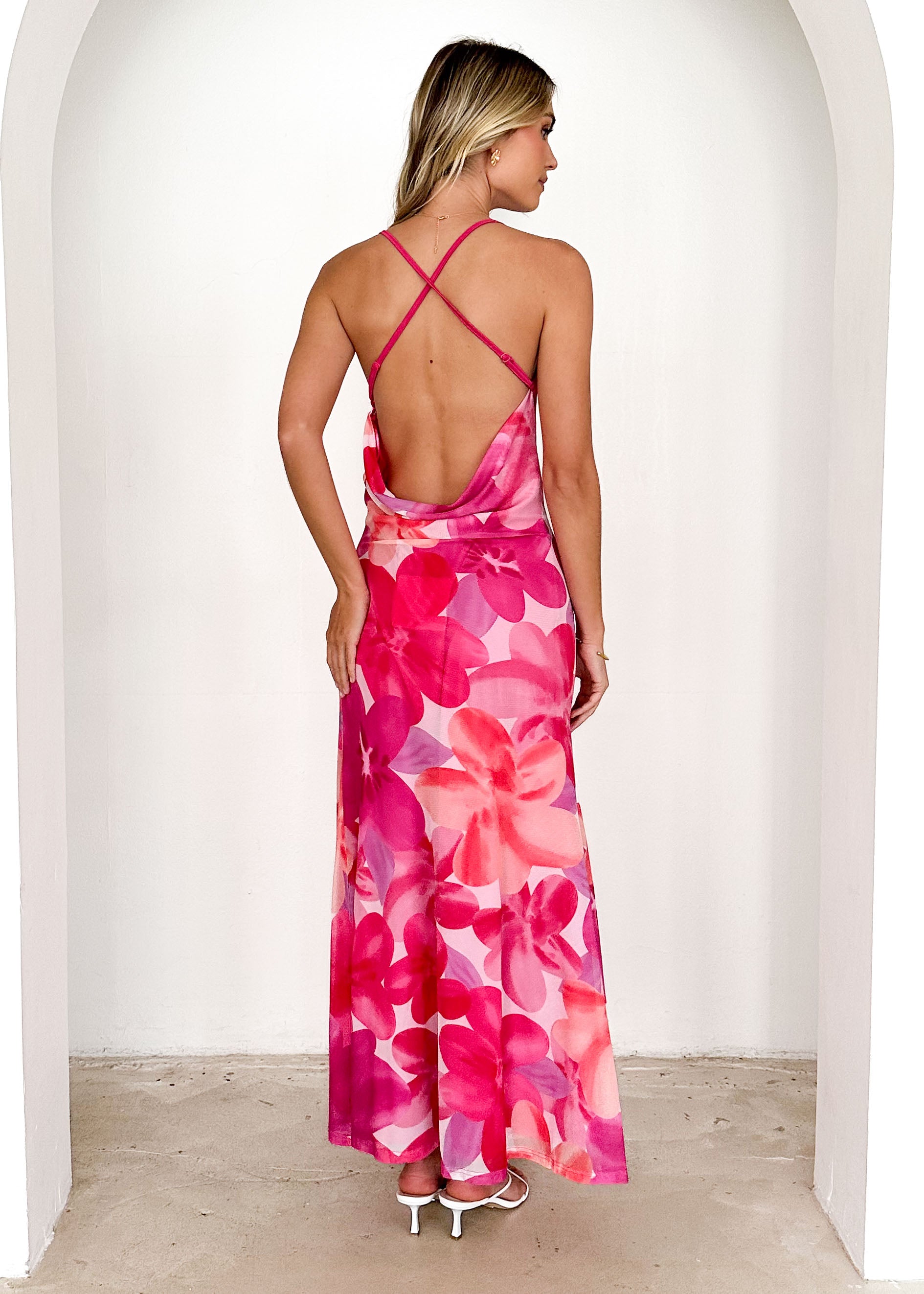 Nescia Maxi Dress - Magenta Floral