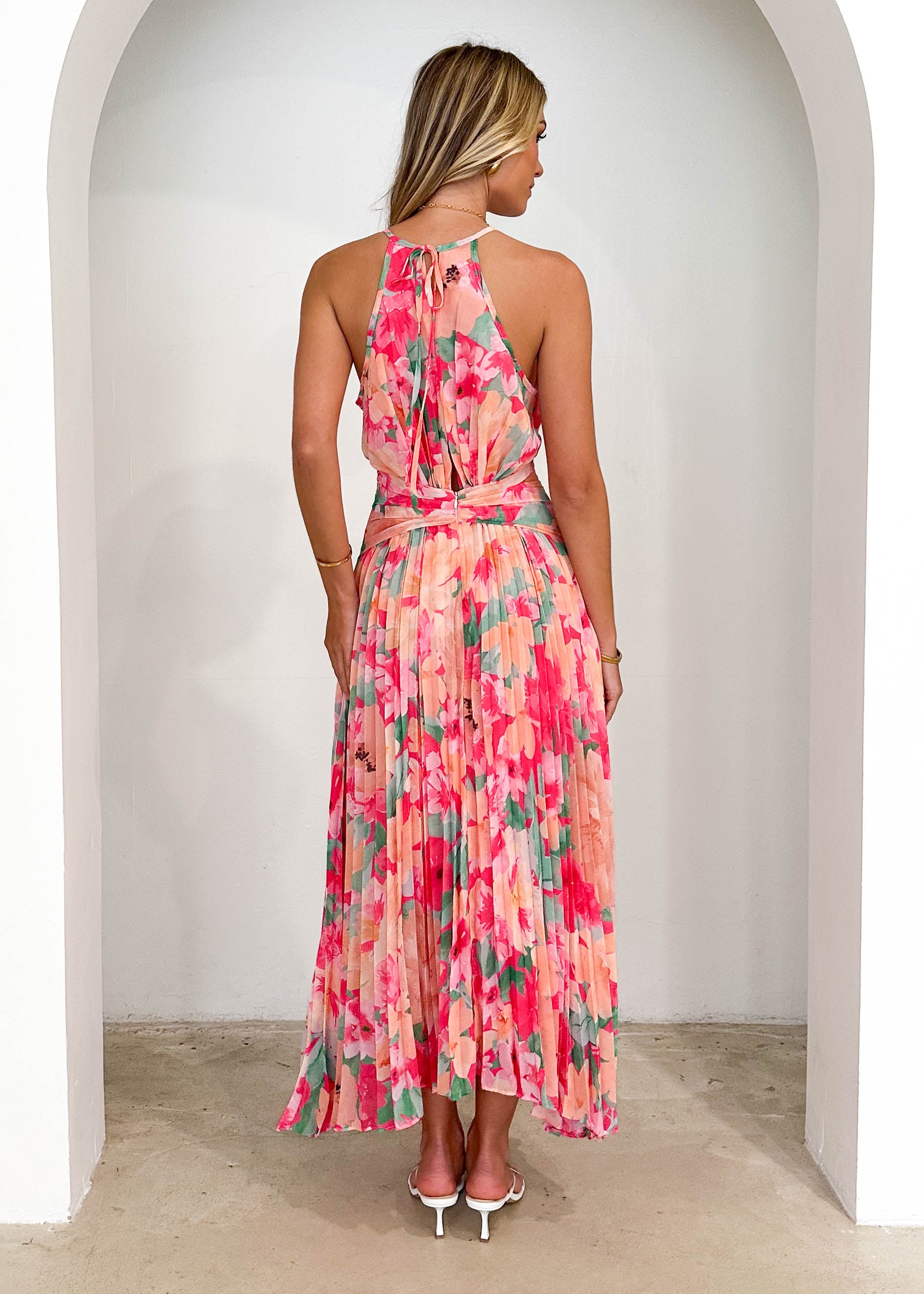 Zanettie Midi Dress - Pink Floral