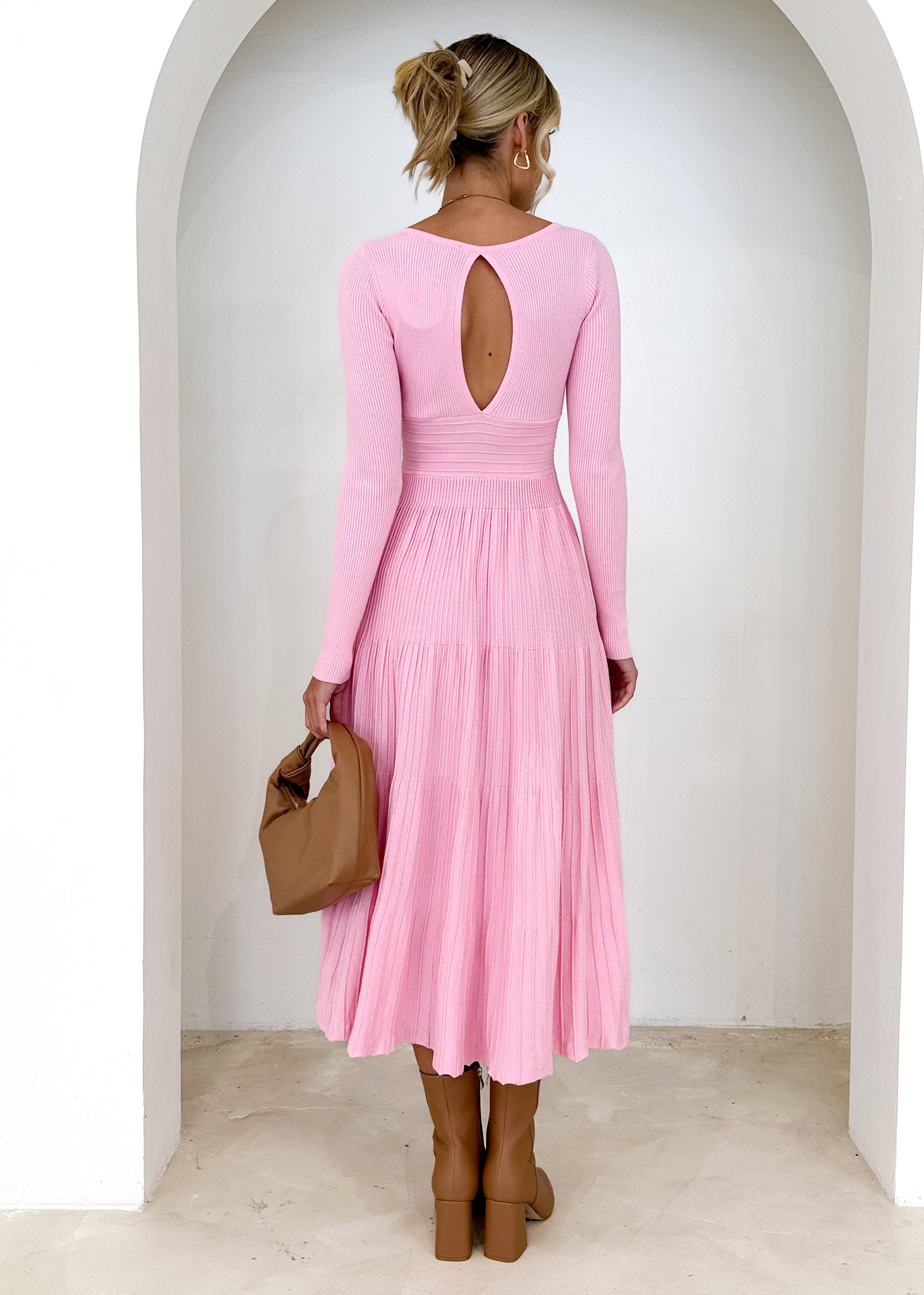 Alise Knit Midi Dress - Pink