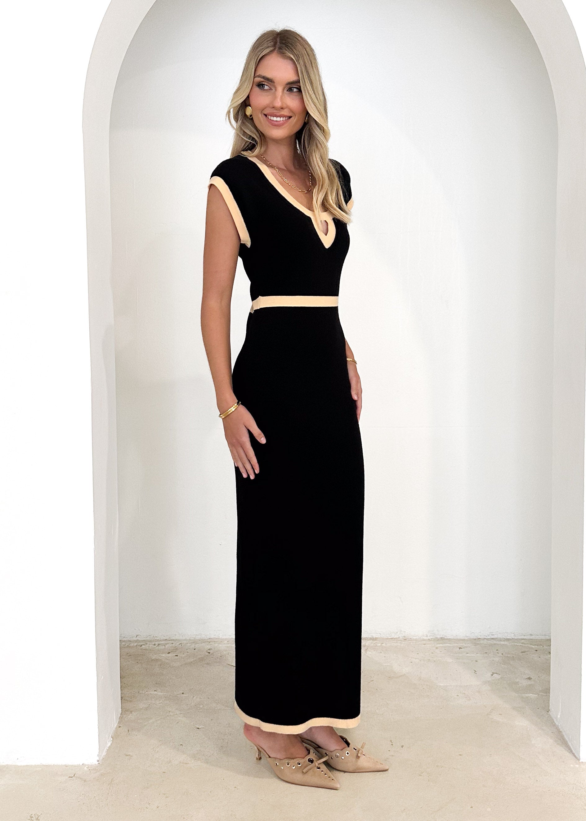 Corrine Knit Maxi Dress - Black