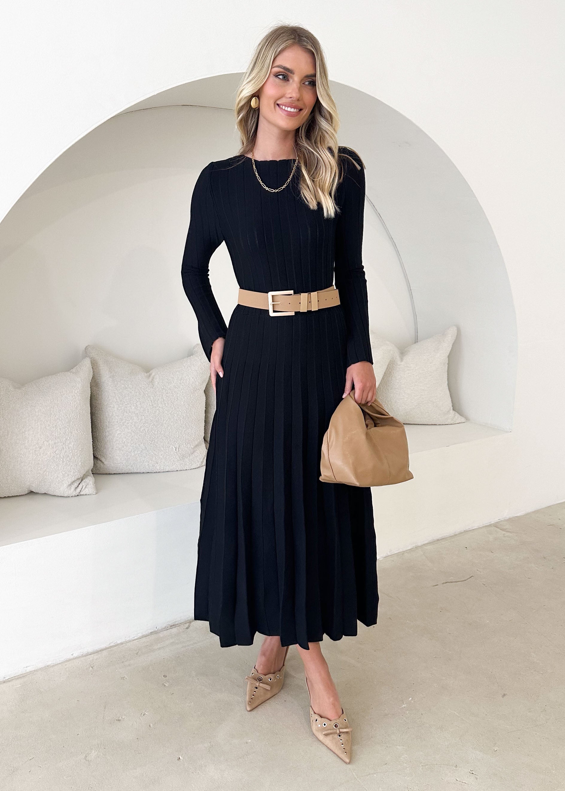 Joan Knit Maxi Dress - Black