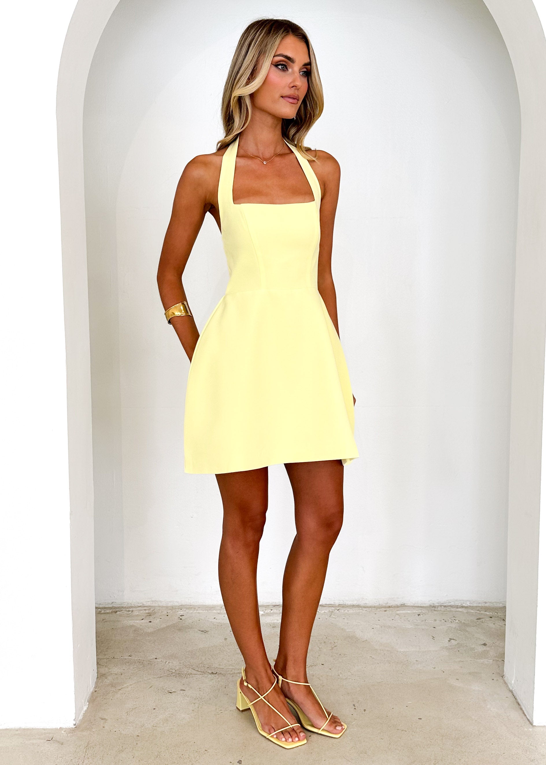 Janni Halter Dress - Lemon