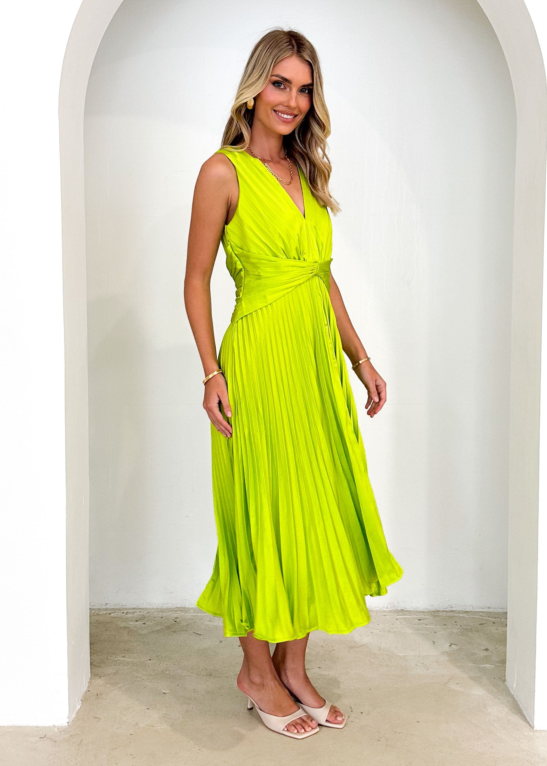 Lance Midi Dress - Lime