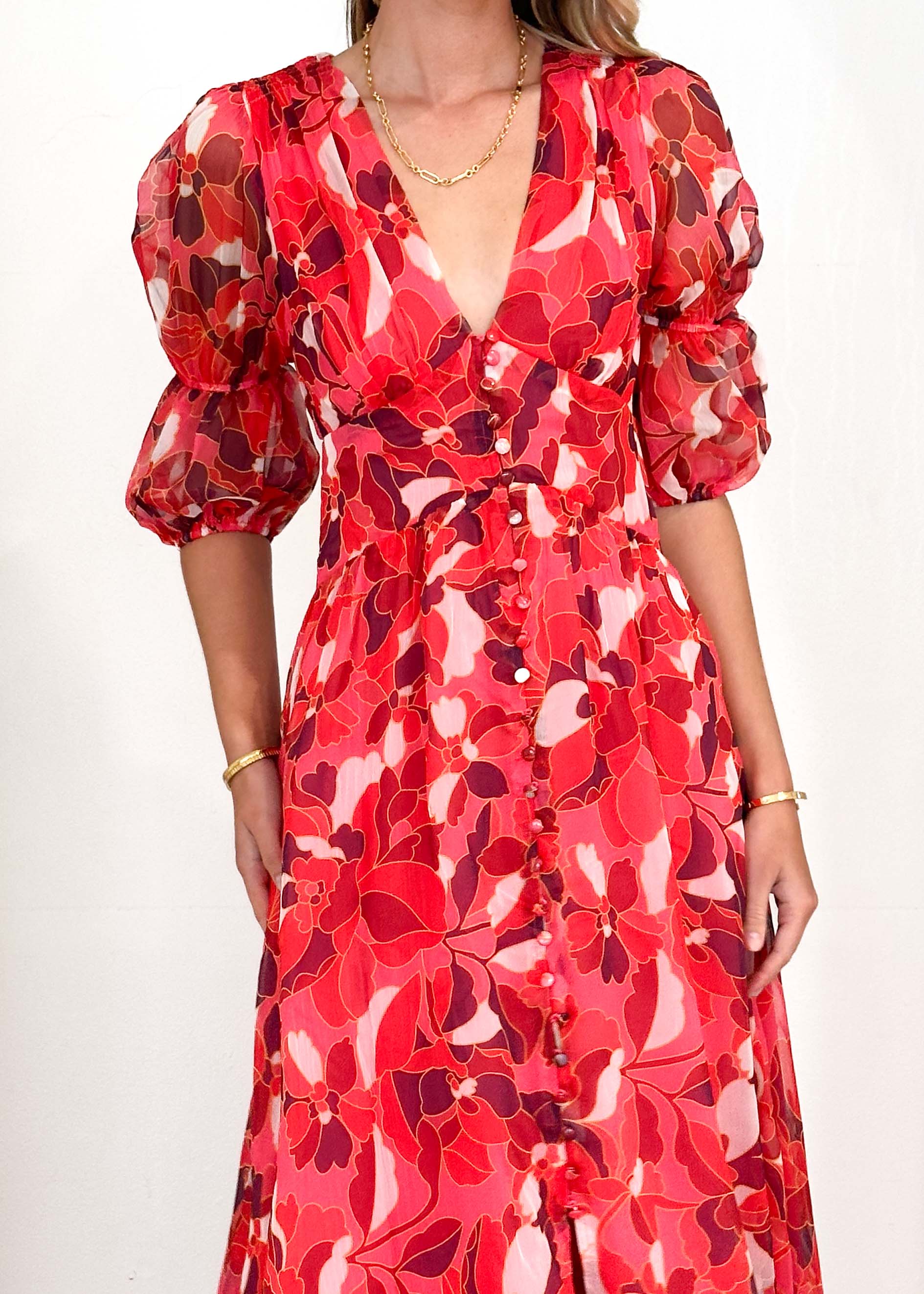 Tiffanie Midi Dress - Ruby Floral