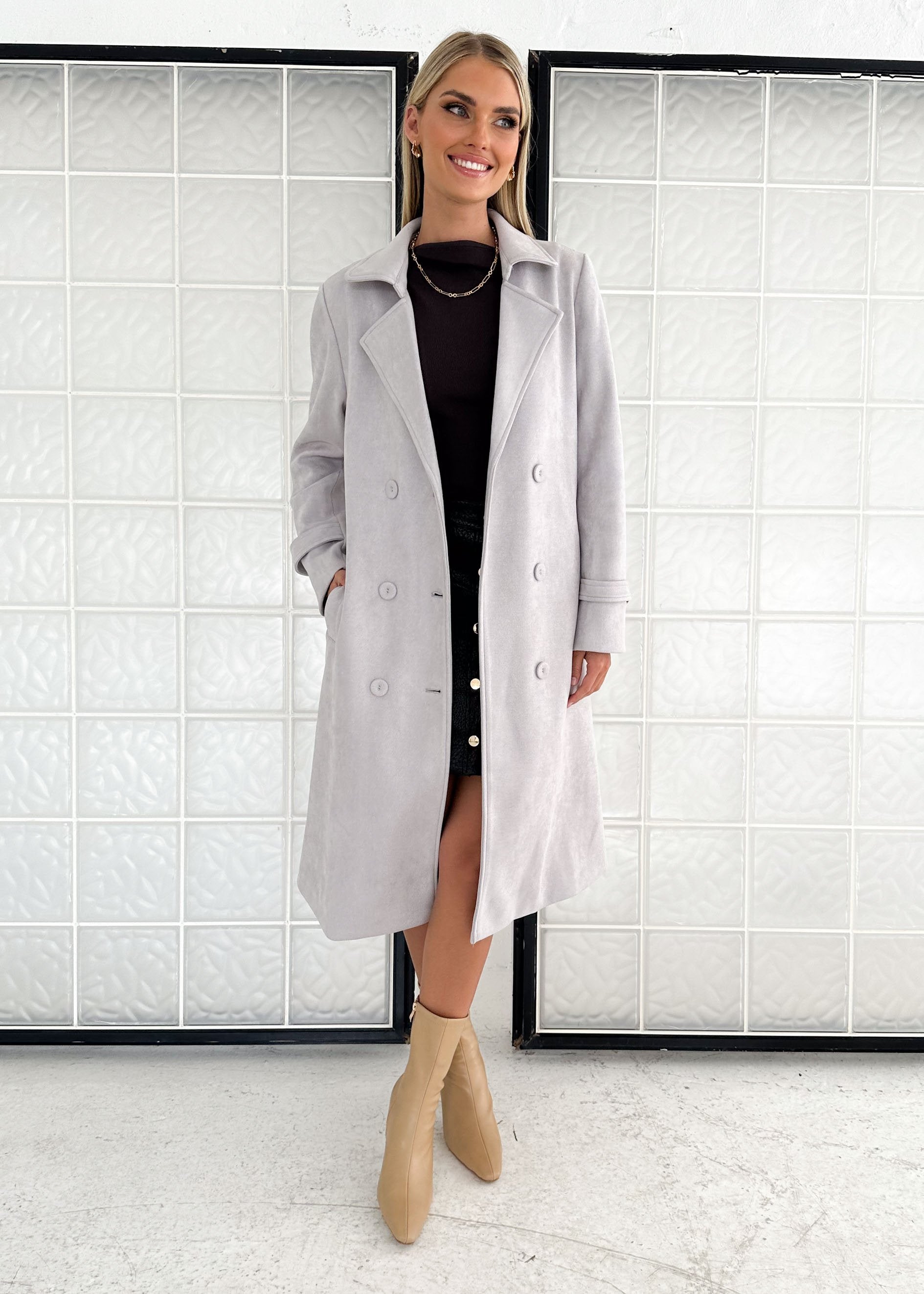 Sanna Suede Coat - Grey