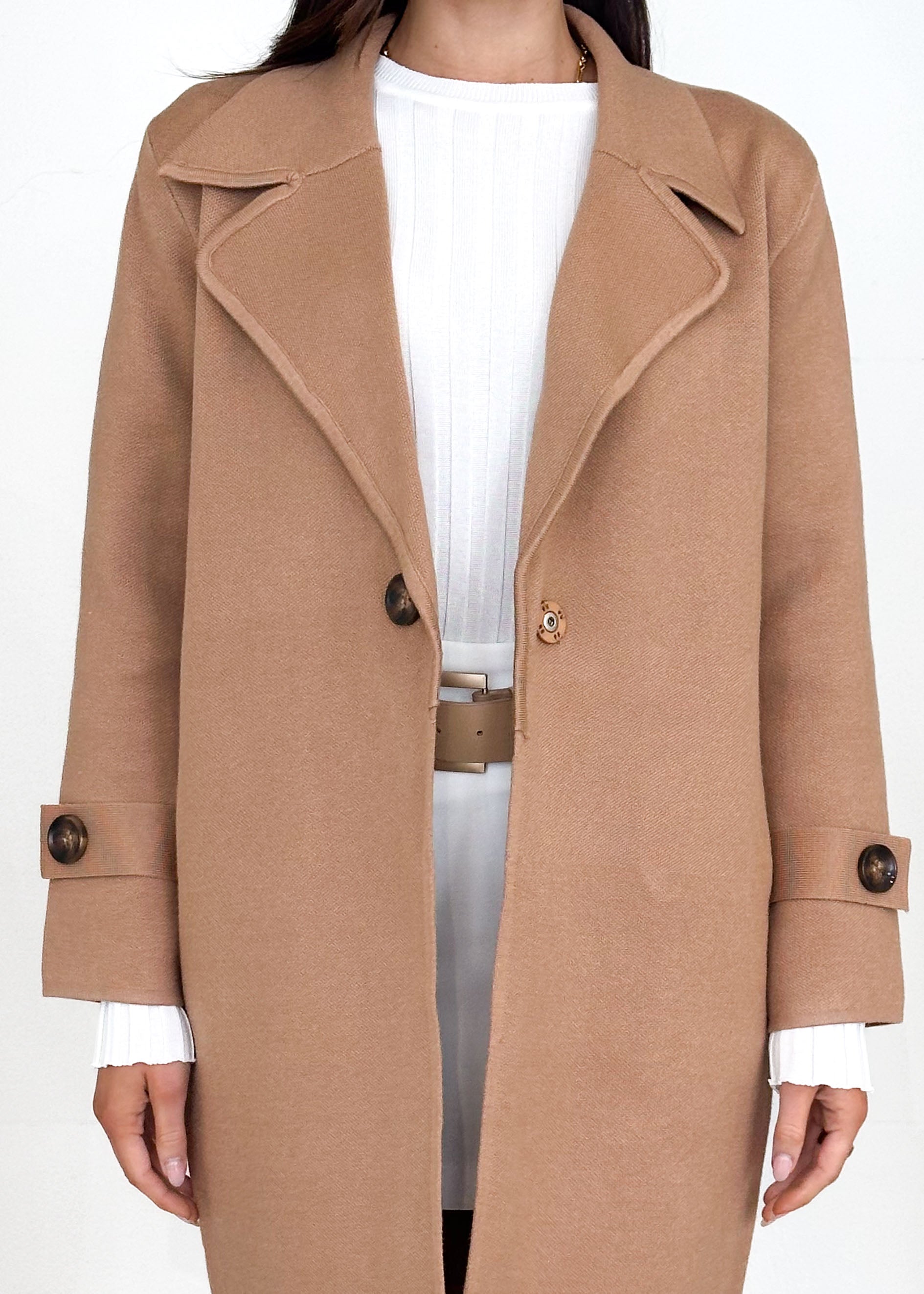 Chayso Knit Coat - Camel