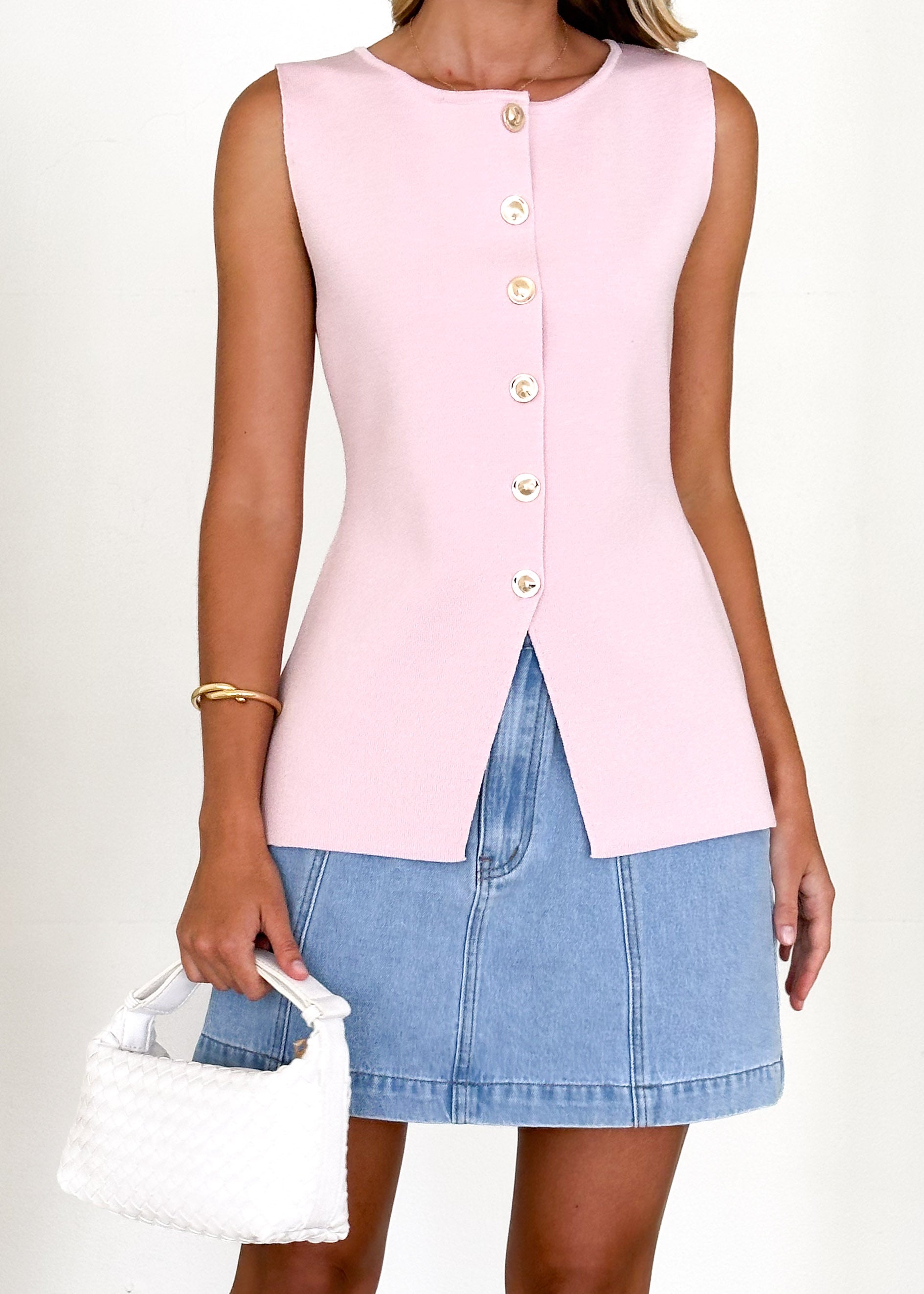 Tristy Knit Vest - Blush