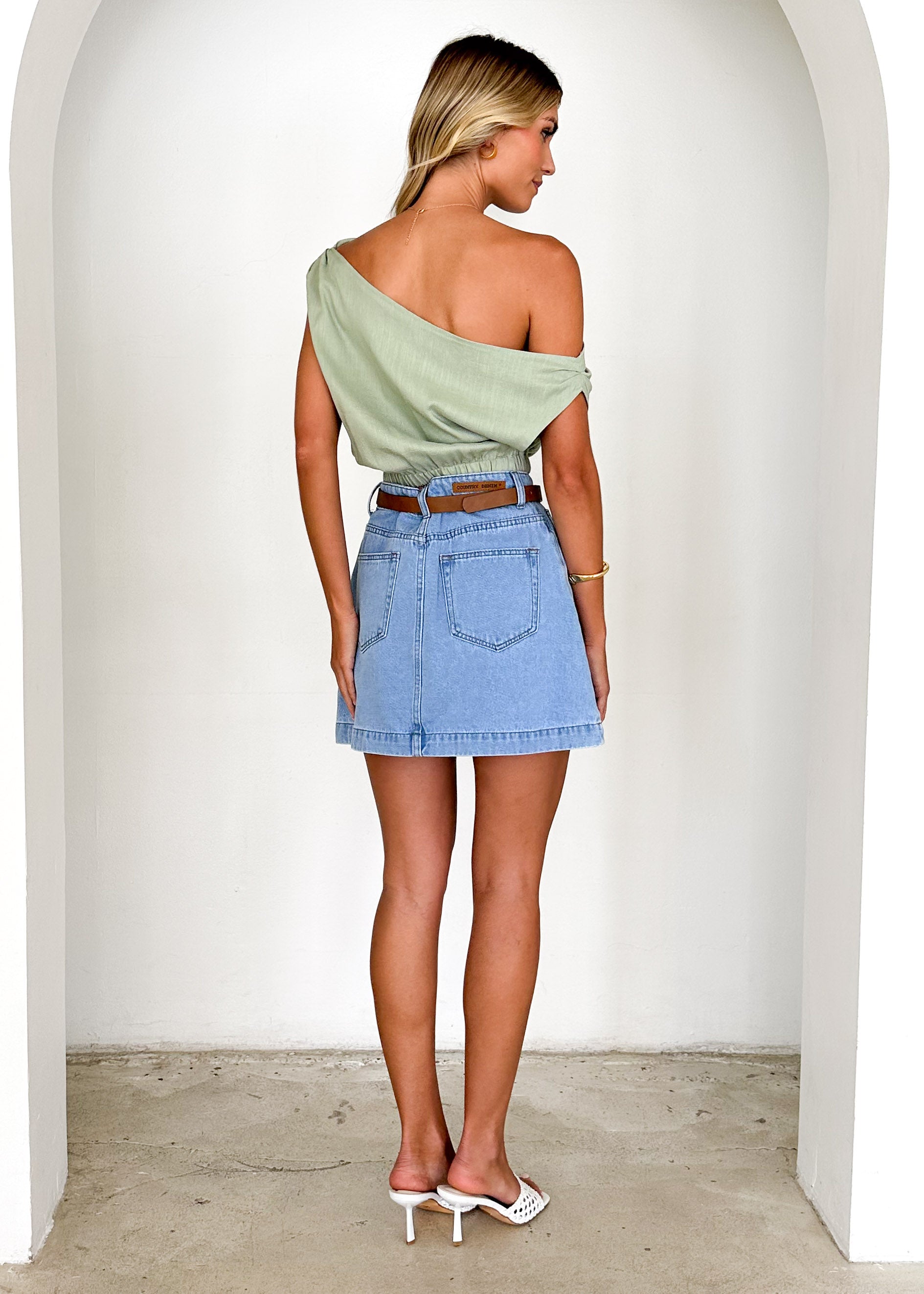 Emiko One Shoulder Crop - Sage