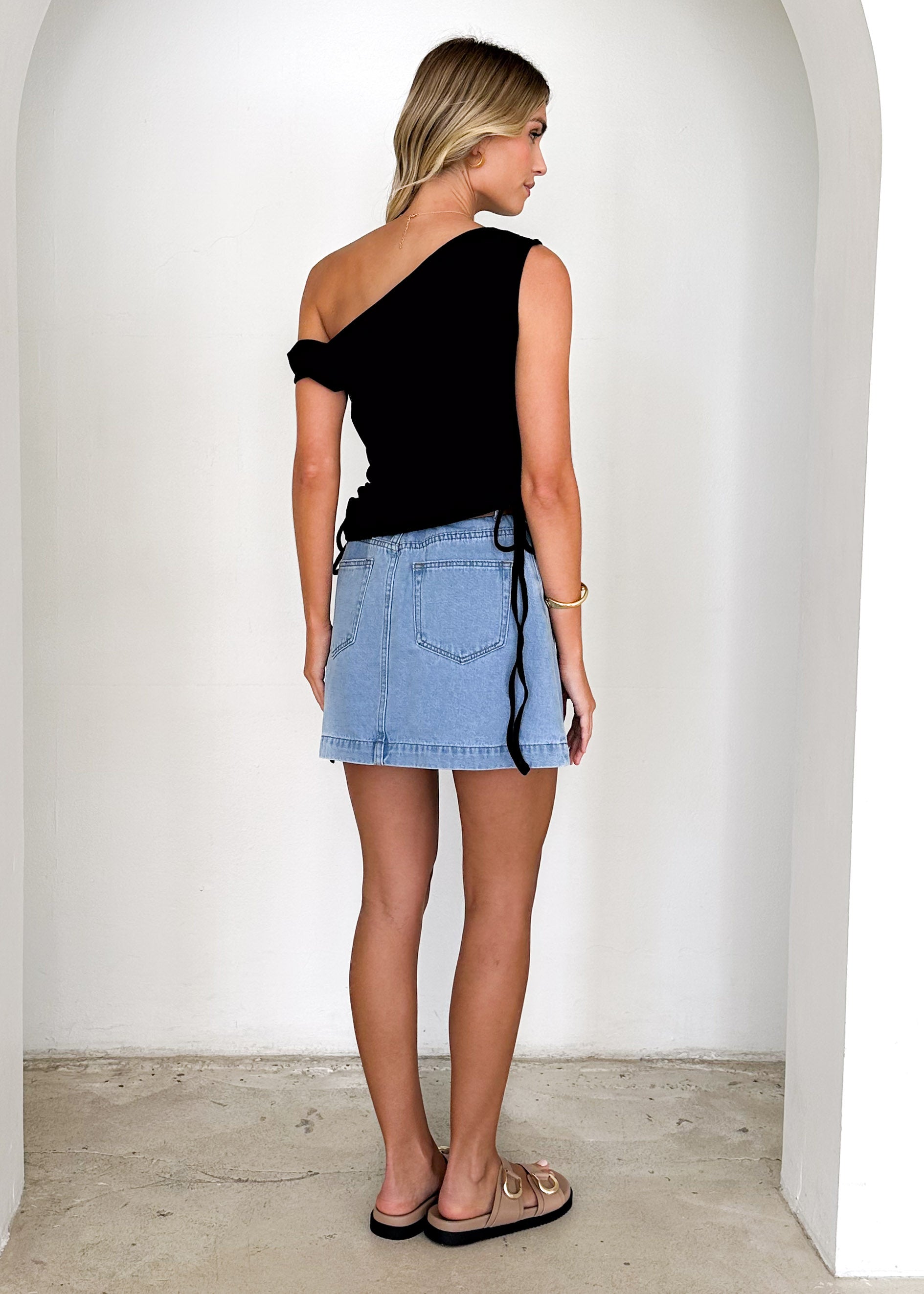 Kimi One Shoulder Top - Black