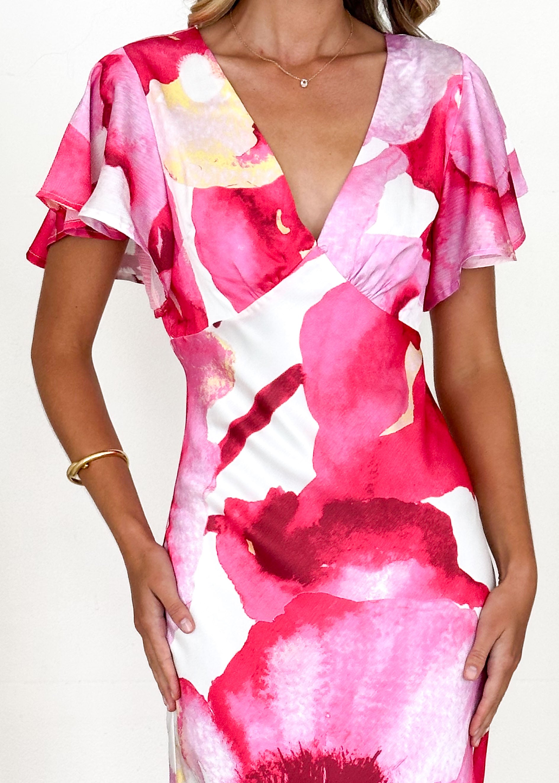 Mintoe Maxi Dress - Magenta Watercolour