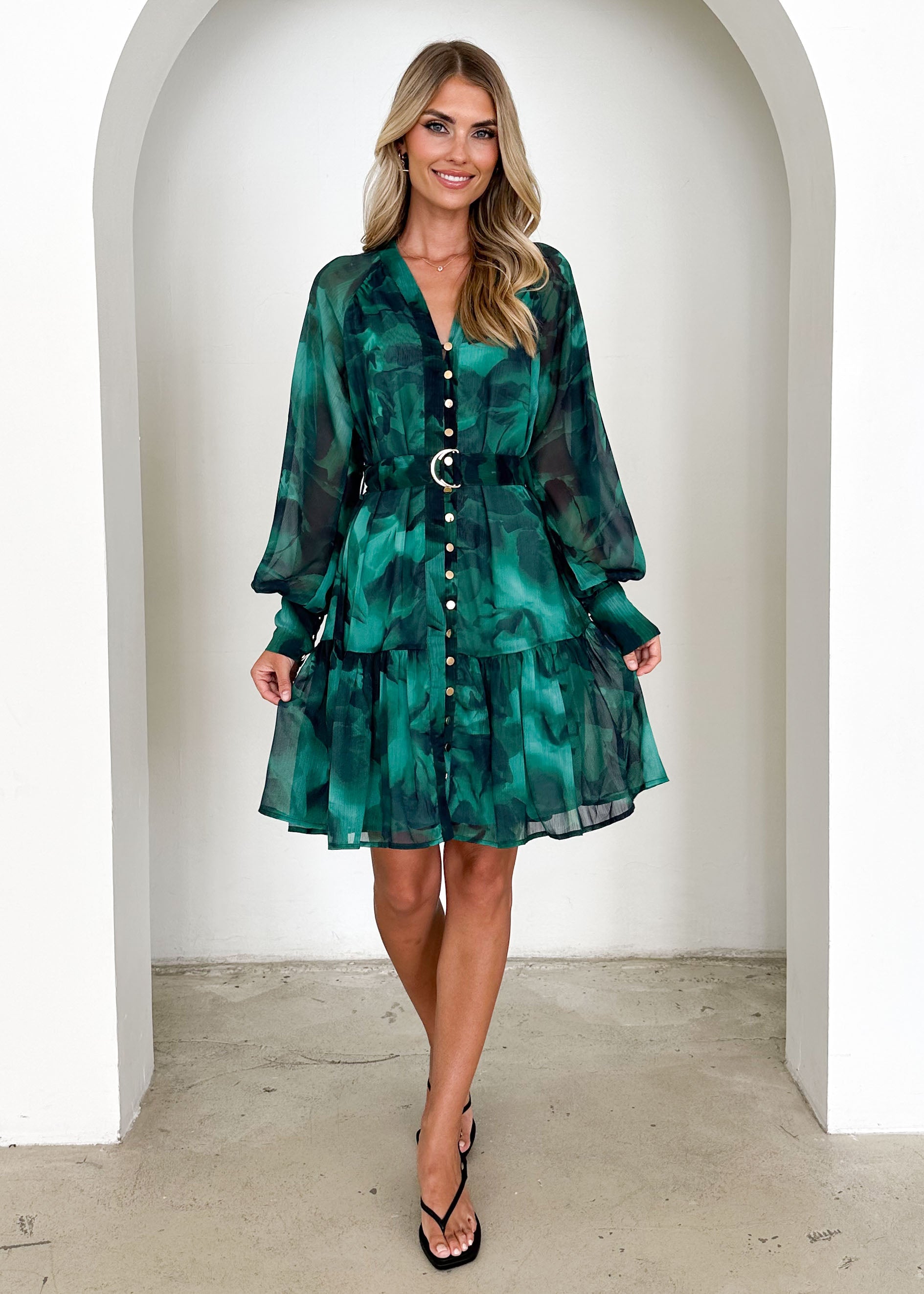 Samarah Dress - Emerald Watercolour