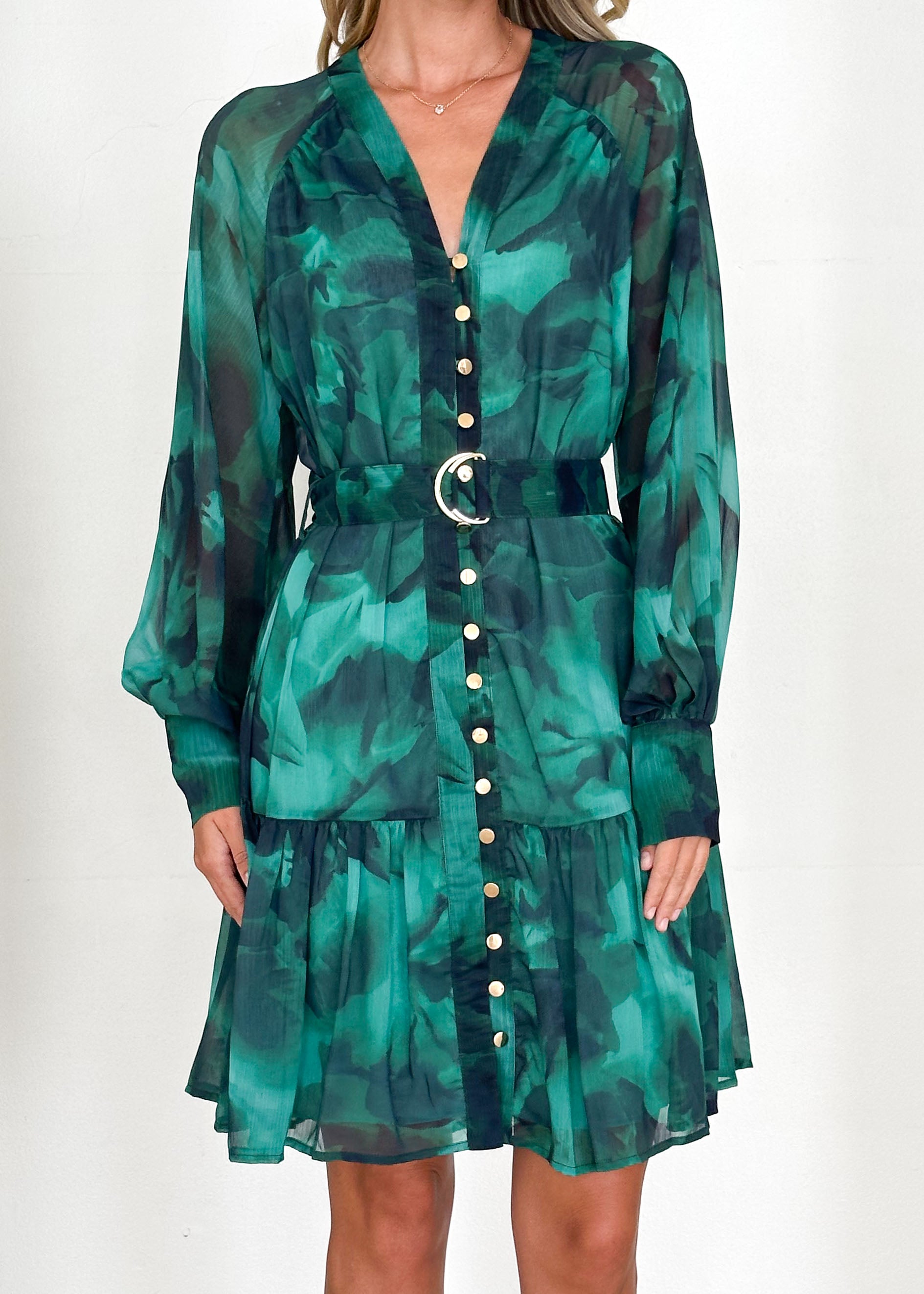 Samarah Dress - Emerald Watercolour