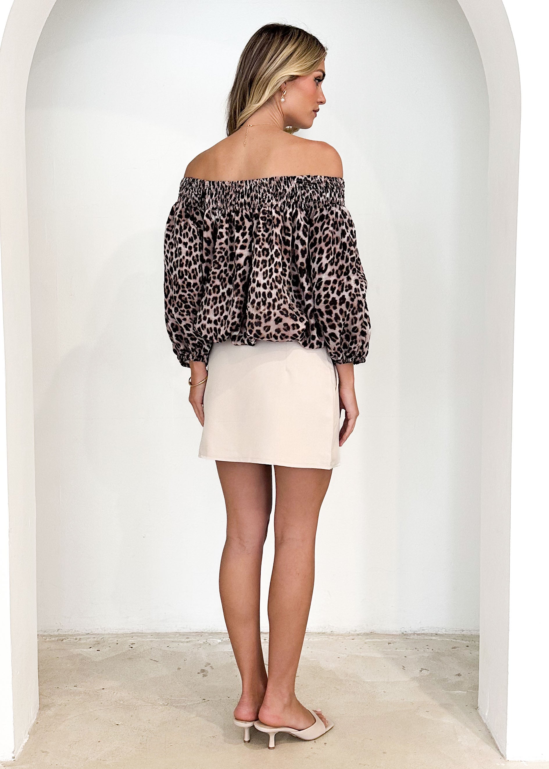 Leni Off Shoulder Top - Leopard