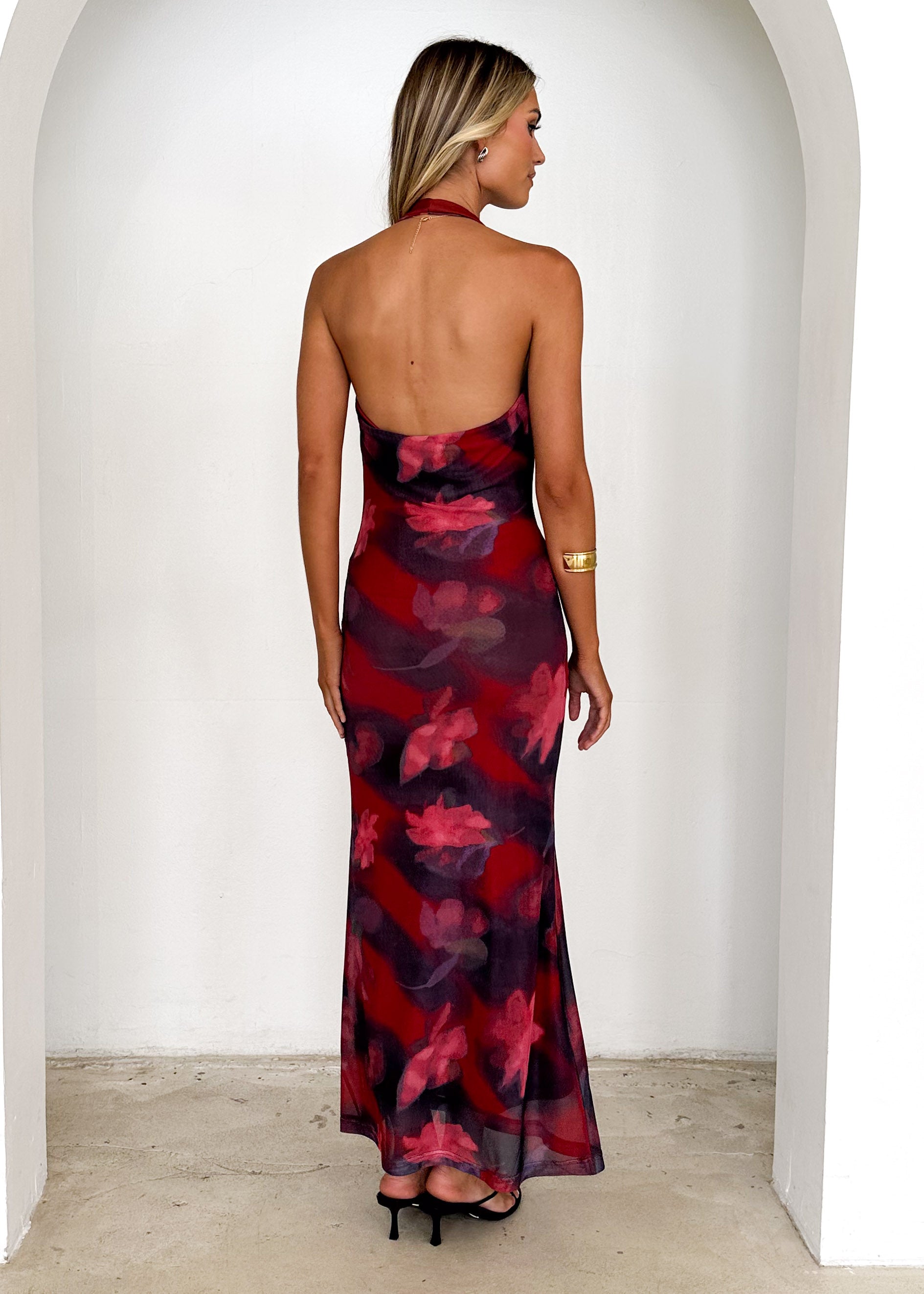 Gardenia Mesh Maxi Dress - Plum Splash