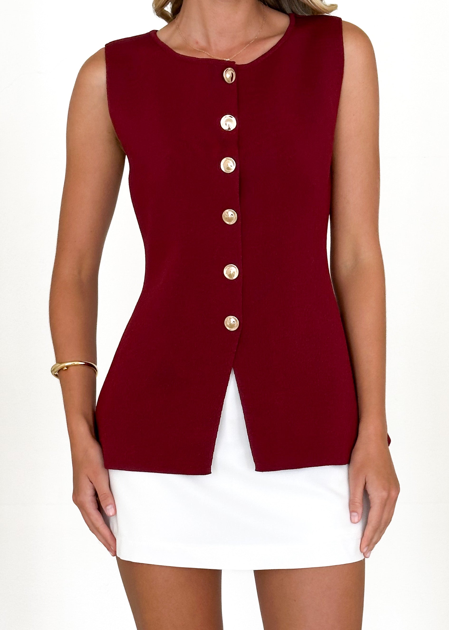 Tristy Knit Vest - Merlot