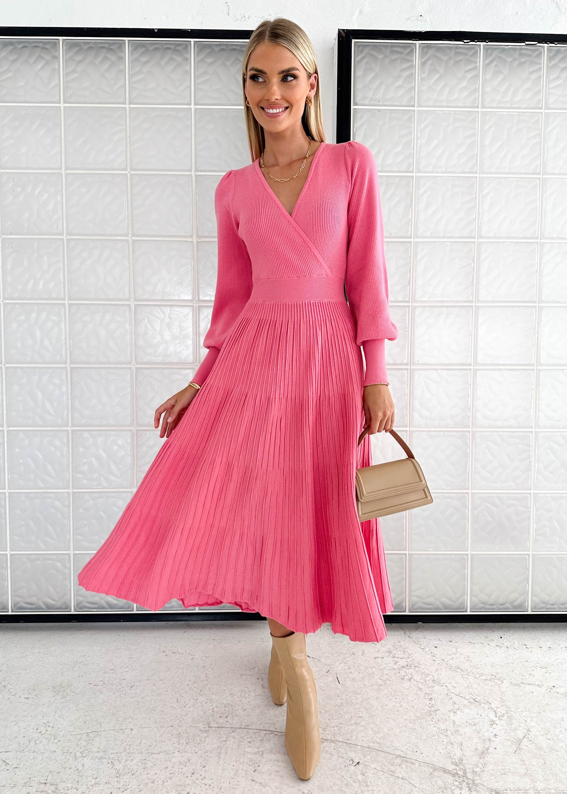Reate Knit Midi Dress - Dusty Pink
