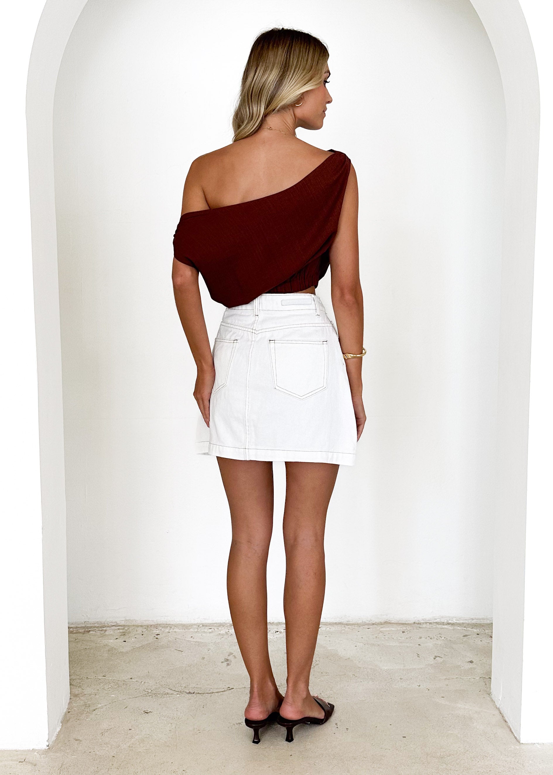 Emiko One Shoulder Crop - Chocolate