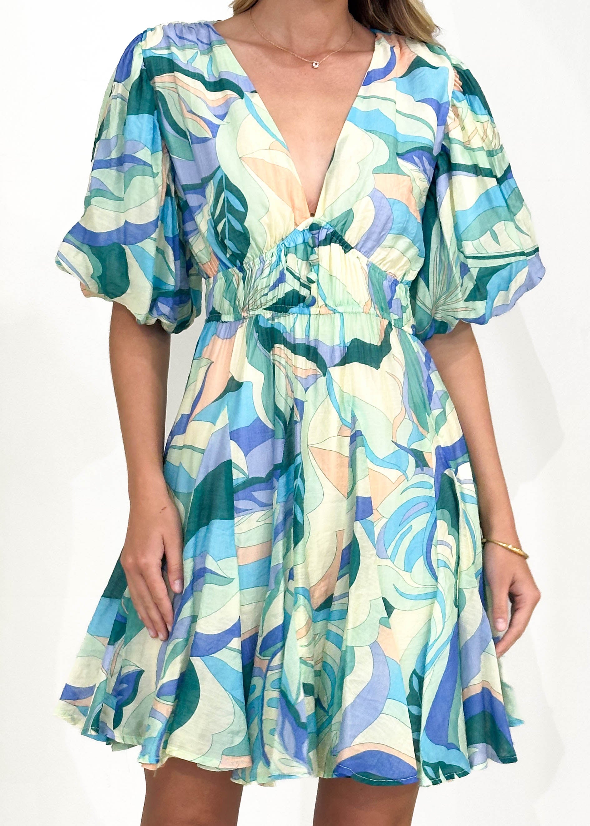 Favela Dress - Mint Abstract