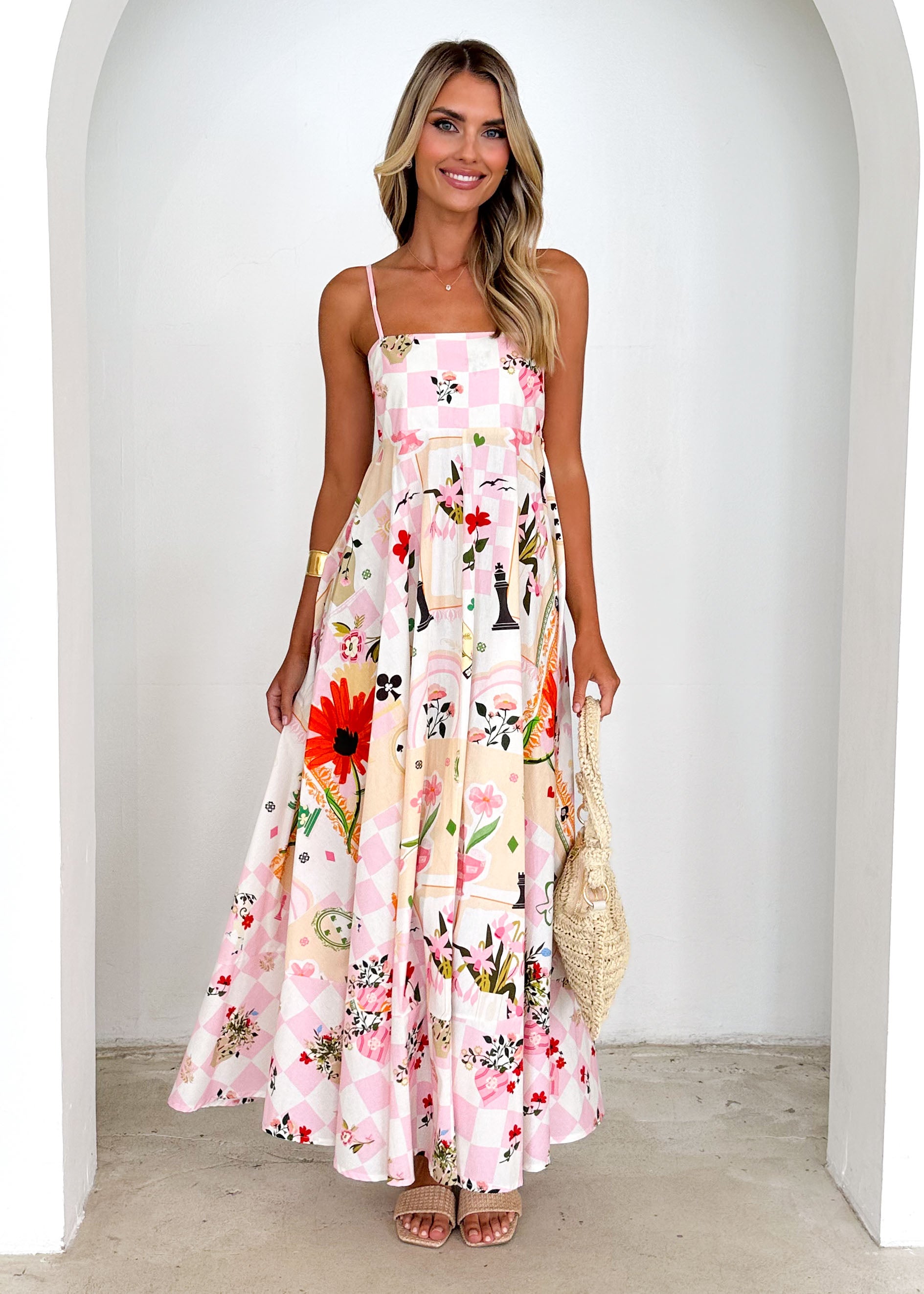 Xanthe Maxi Dress - Pink Patchwork