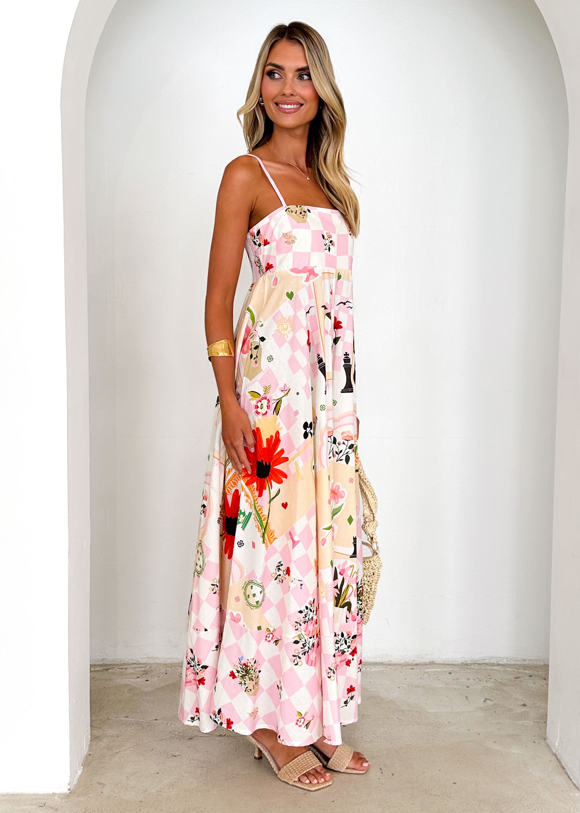 Xanthe Maxi Dress - Pink Patchwork