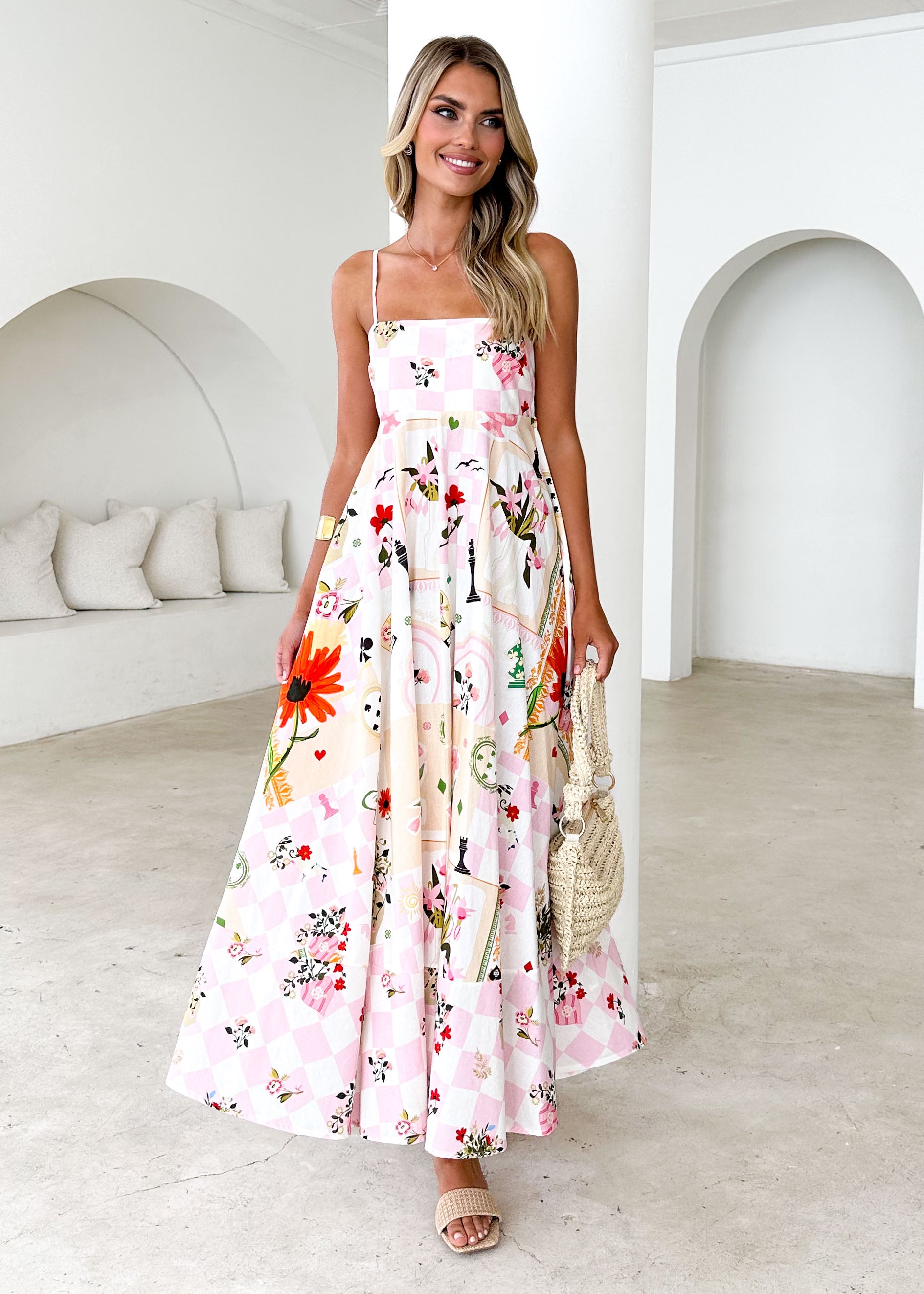 Xanthe Maxi Dress - Pink Patchwork