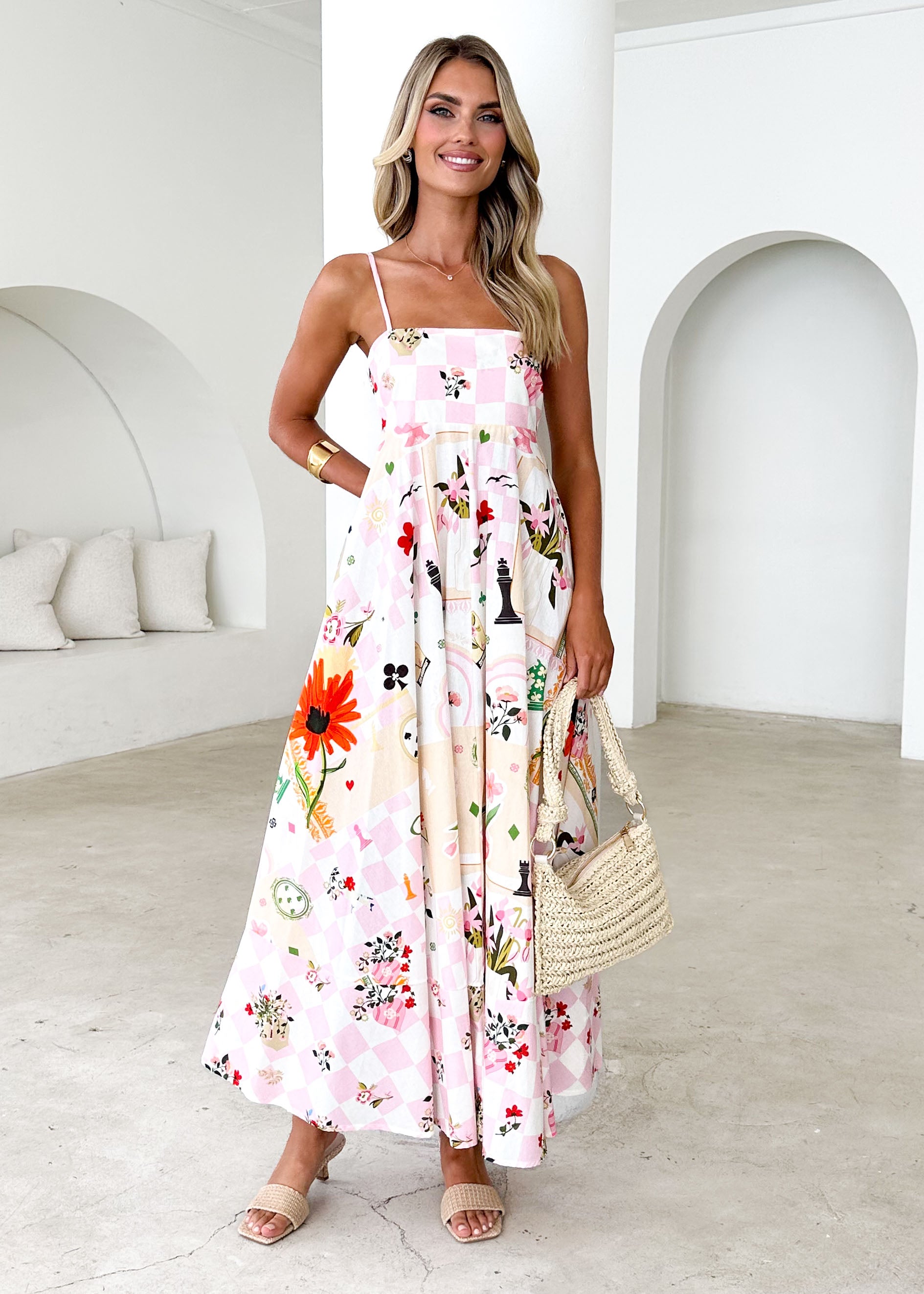 Xanthe Maxi Dress - Pink Patchwork