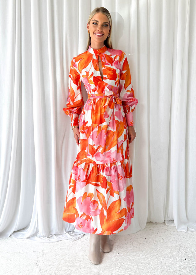 Cravla Maxi Dress - Orange Floral