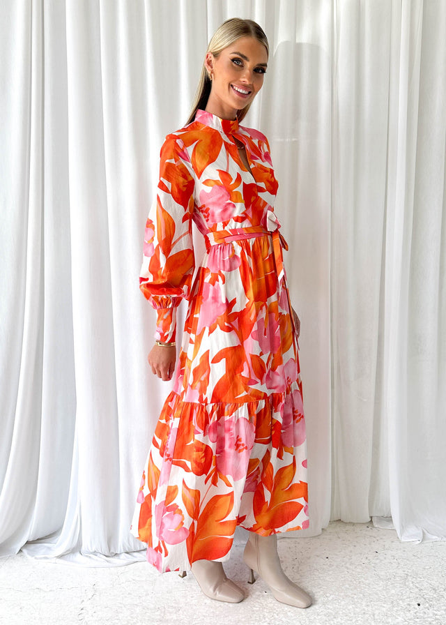 Cravla Maxi Dress - Orange Floral