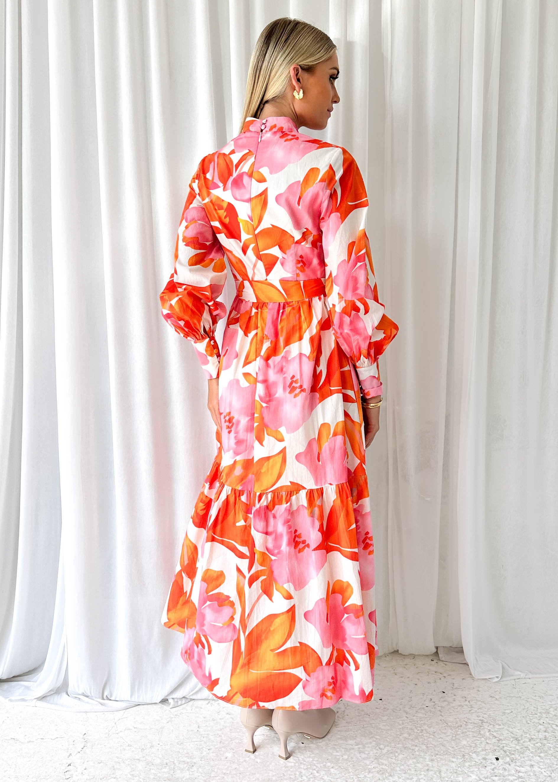 Cravla Maxi Dress - Orange Floral