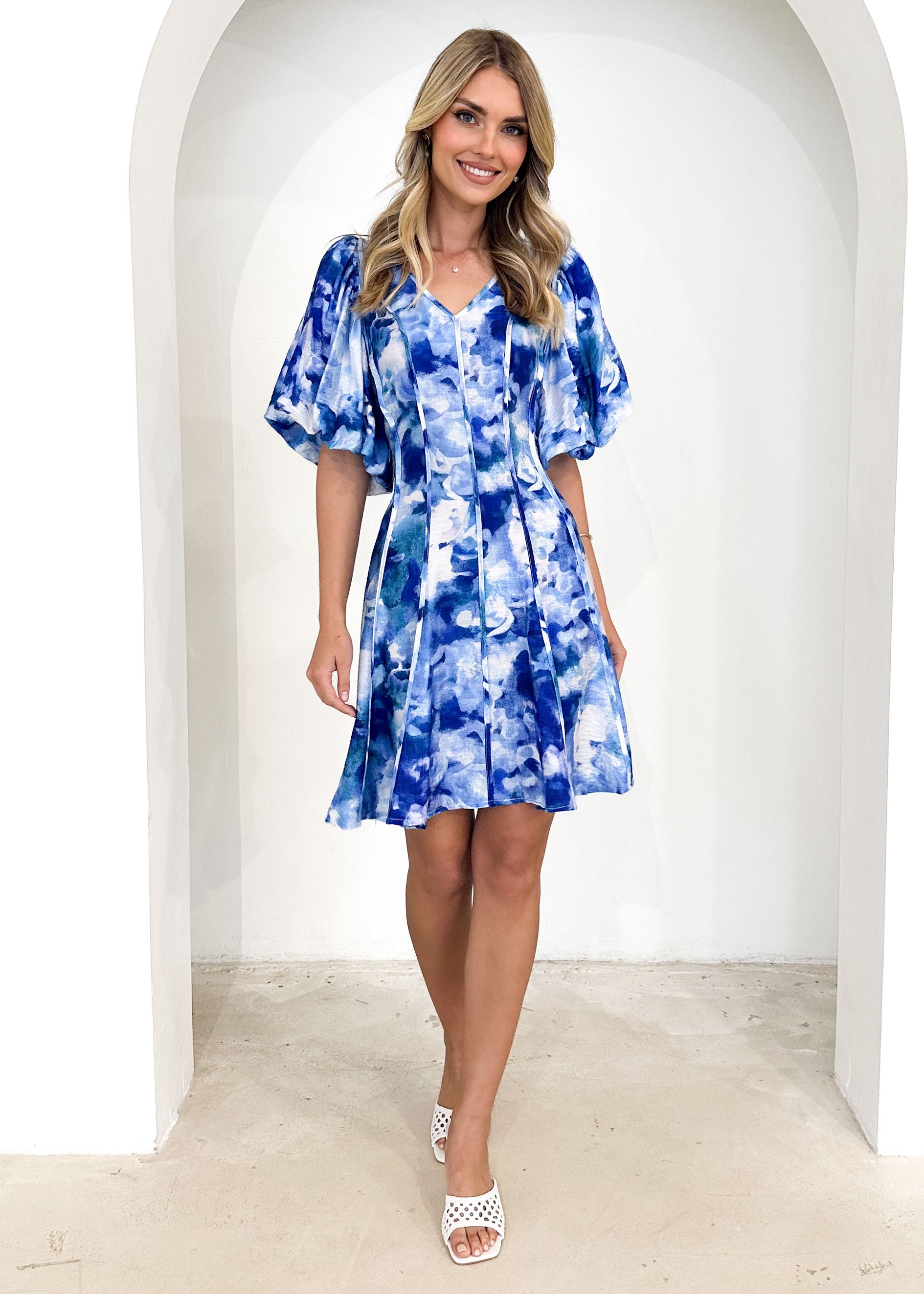 Sabrina Dress - Blue Splash