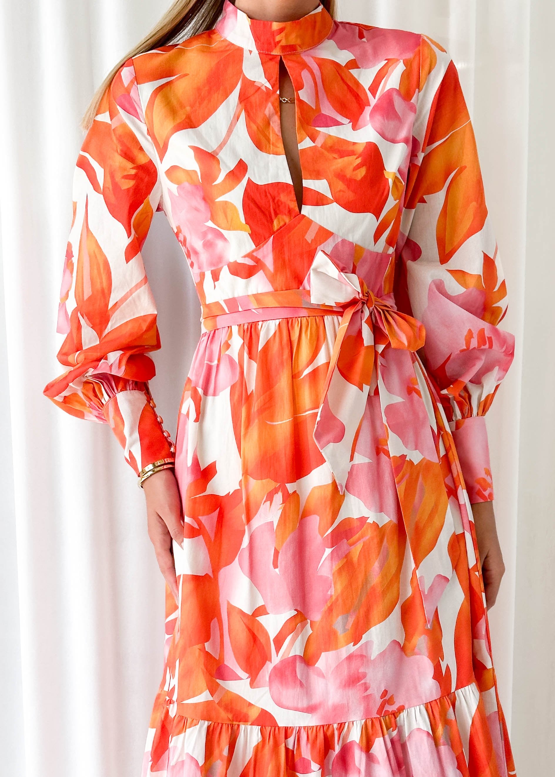 Cravla Maxi Dress - Orange Floral