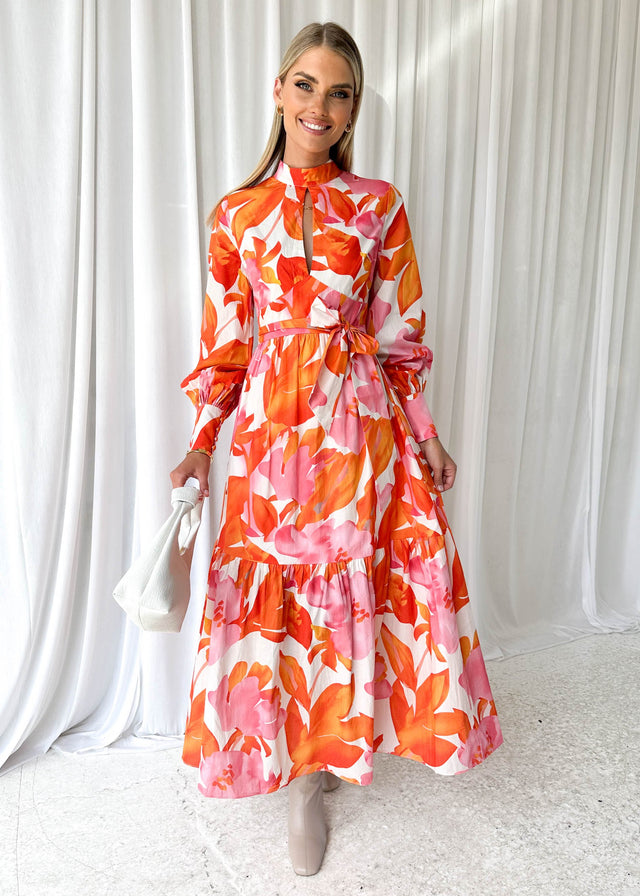 Cravla Maxi Dress - Orange Floral