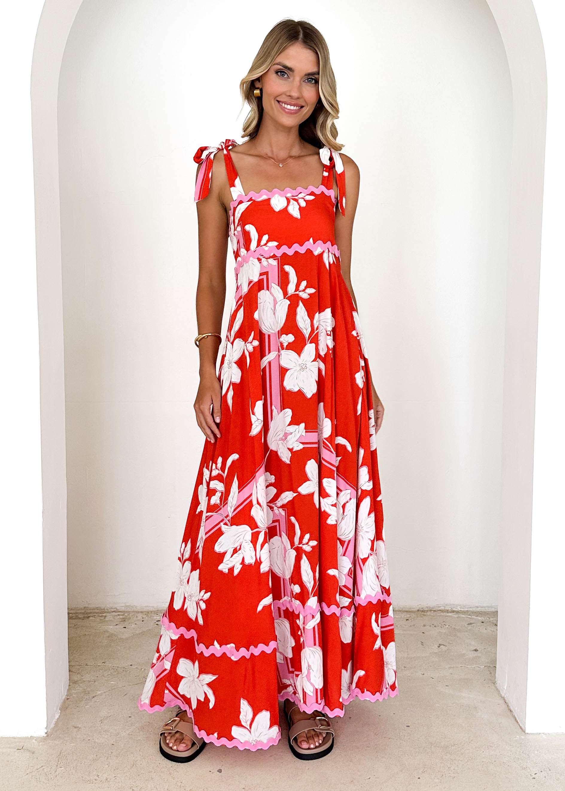 Riri Maxi Dress - Tangerine Floral