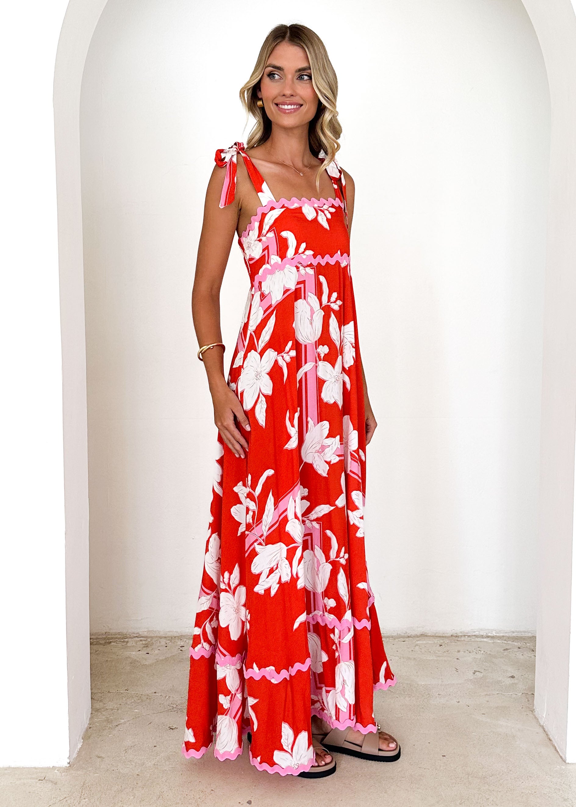 Riri Maxi Dress - Tangerine Floral