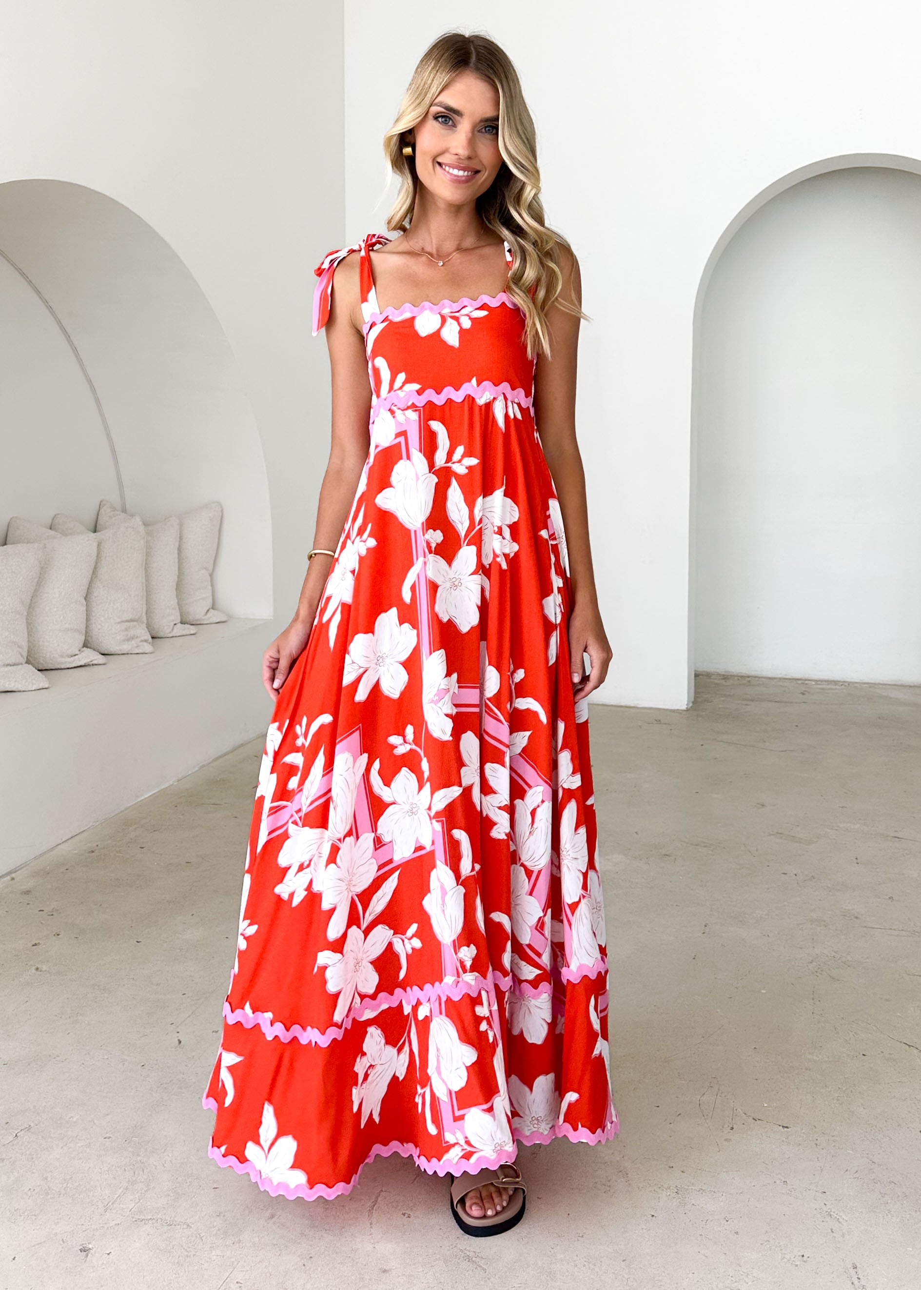 Riri Maxi Dress - Tangerine Floral