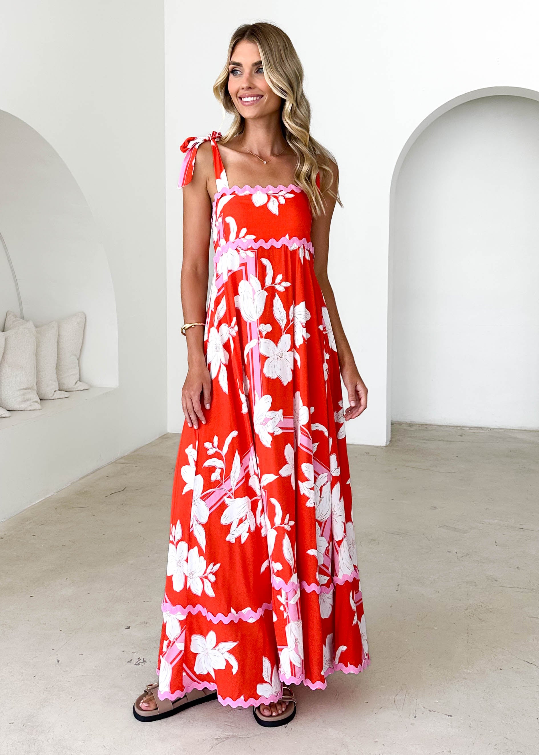 Riri Maxi Dress - Tangerine Floral