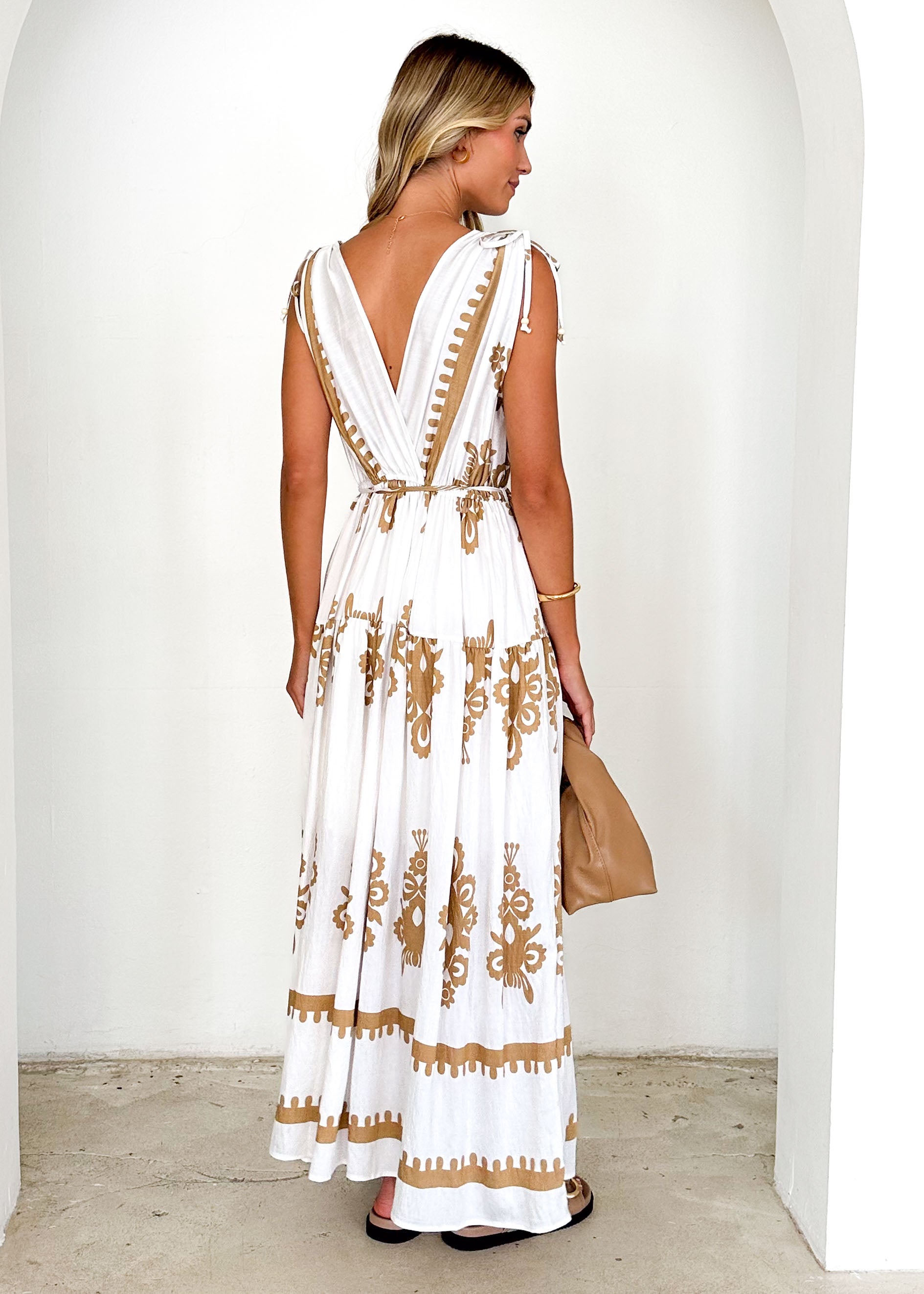 Elysium Maxi Dress - Camel Abstract