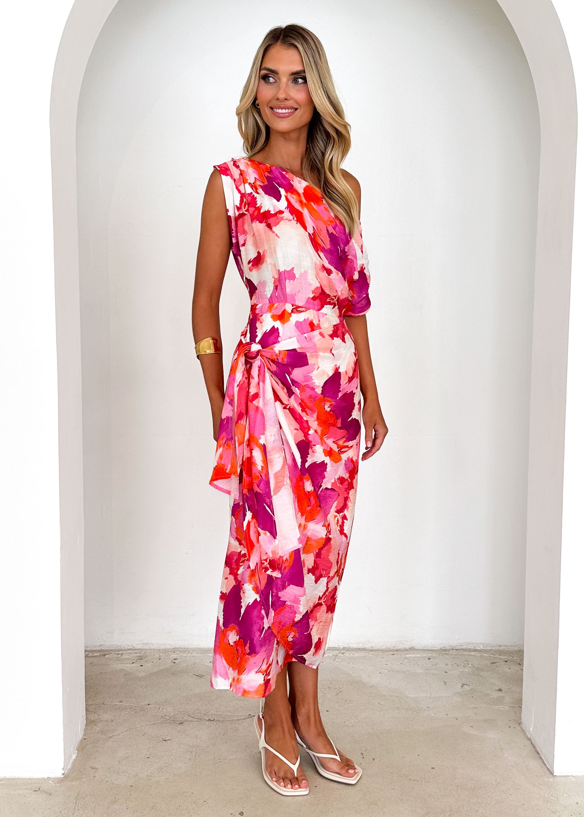 Jamba Off Shoulder Dress - Magenta Splash