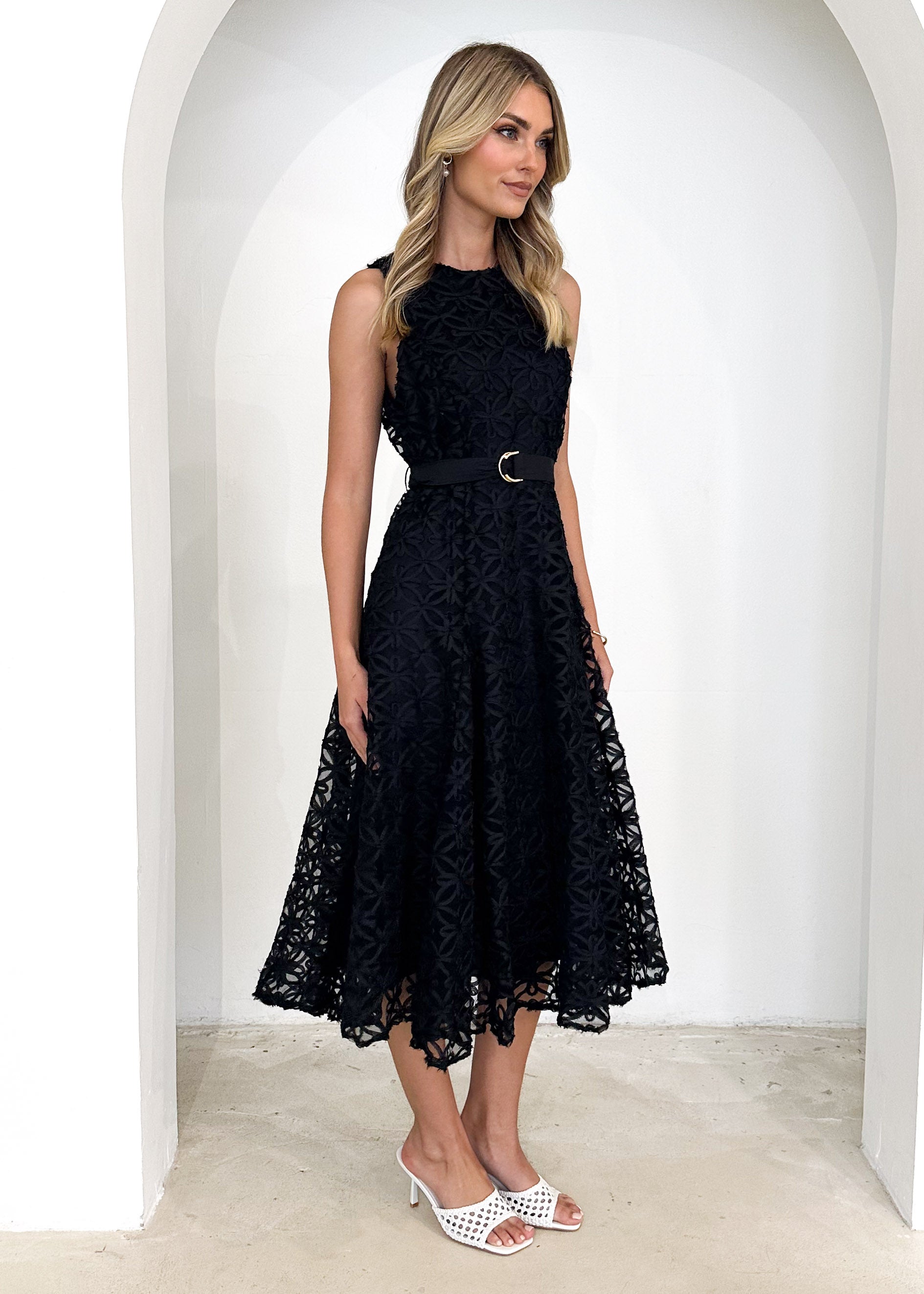 Eclipse Lace Midi Dress Black