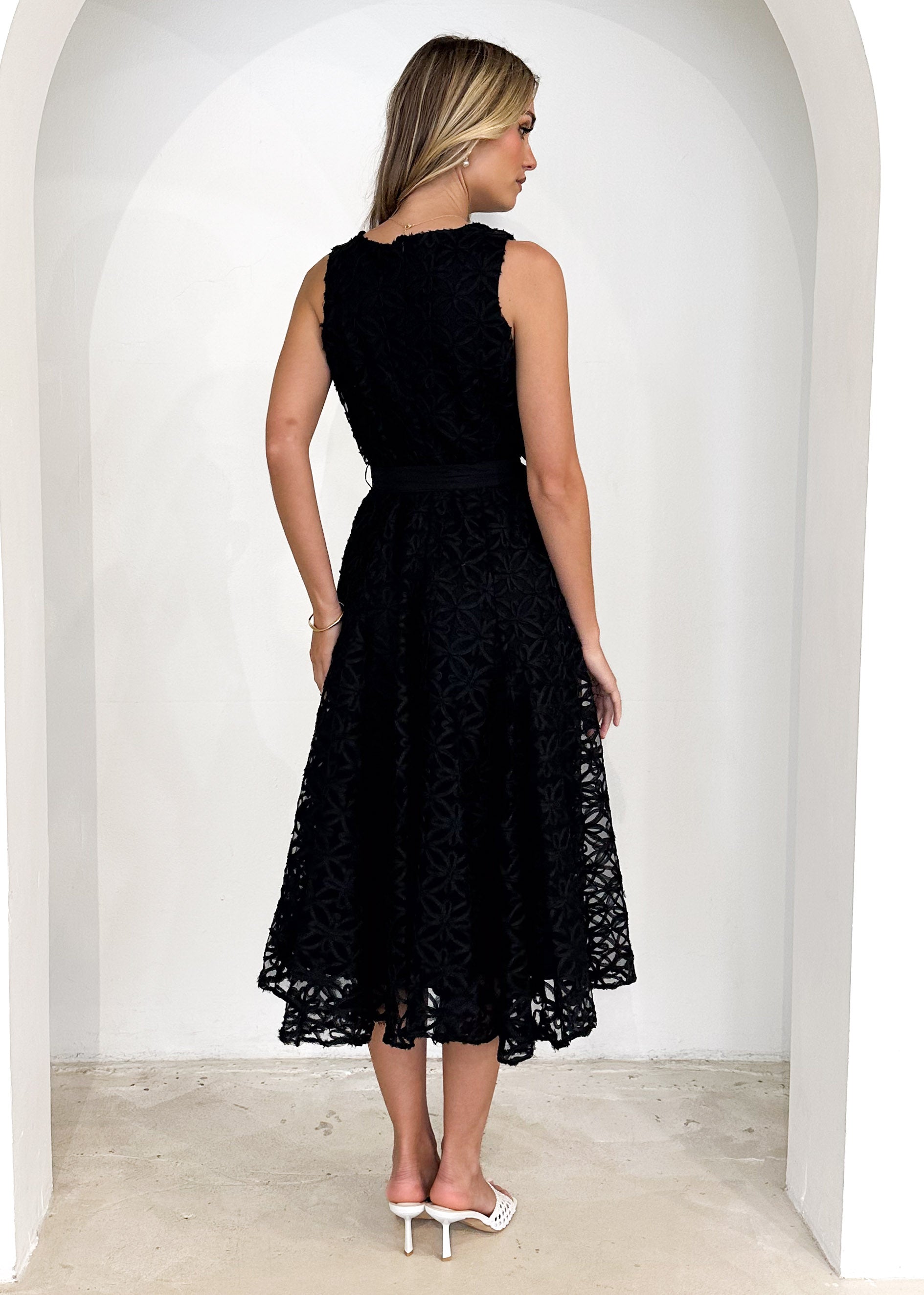 Eclipse Lace Midi Dress - Black