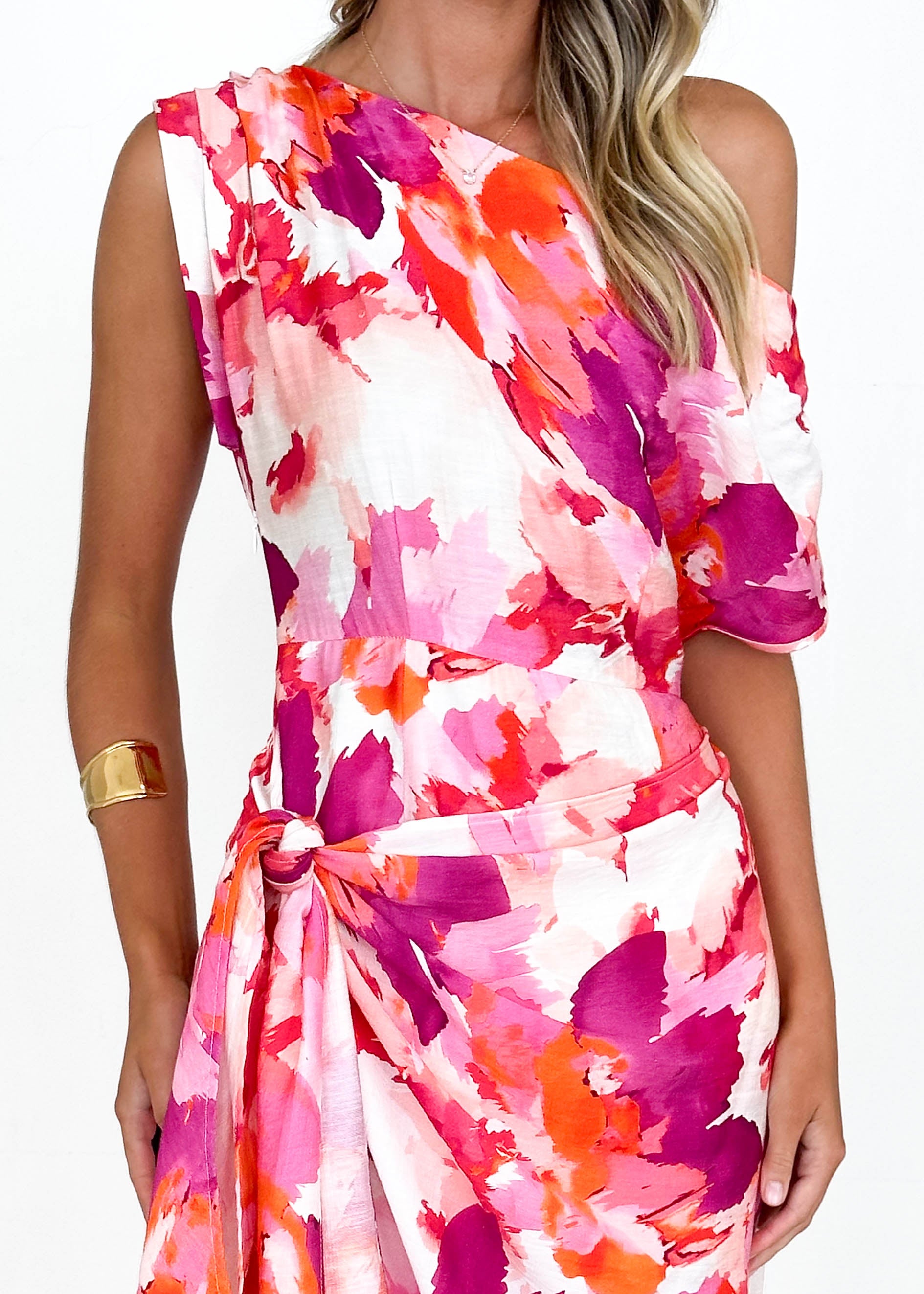 Jamba Off Shoulder Dress - Magenta Splash