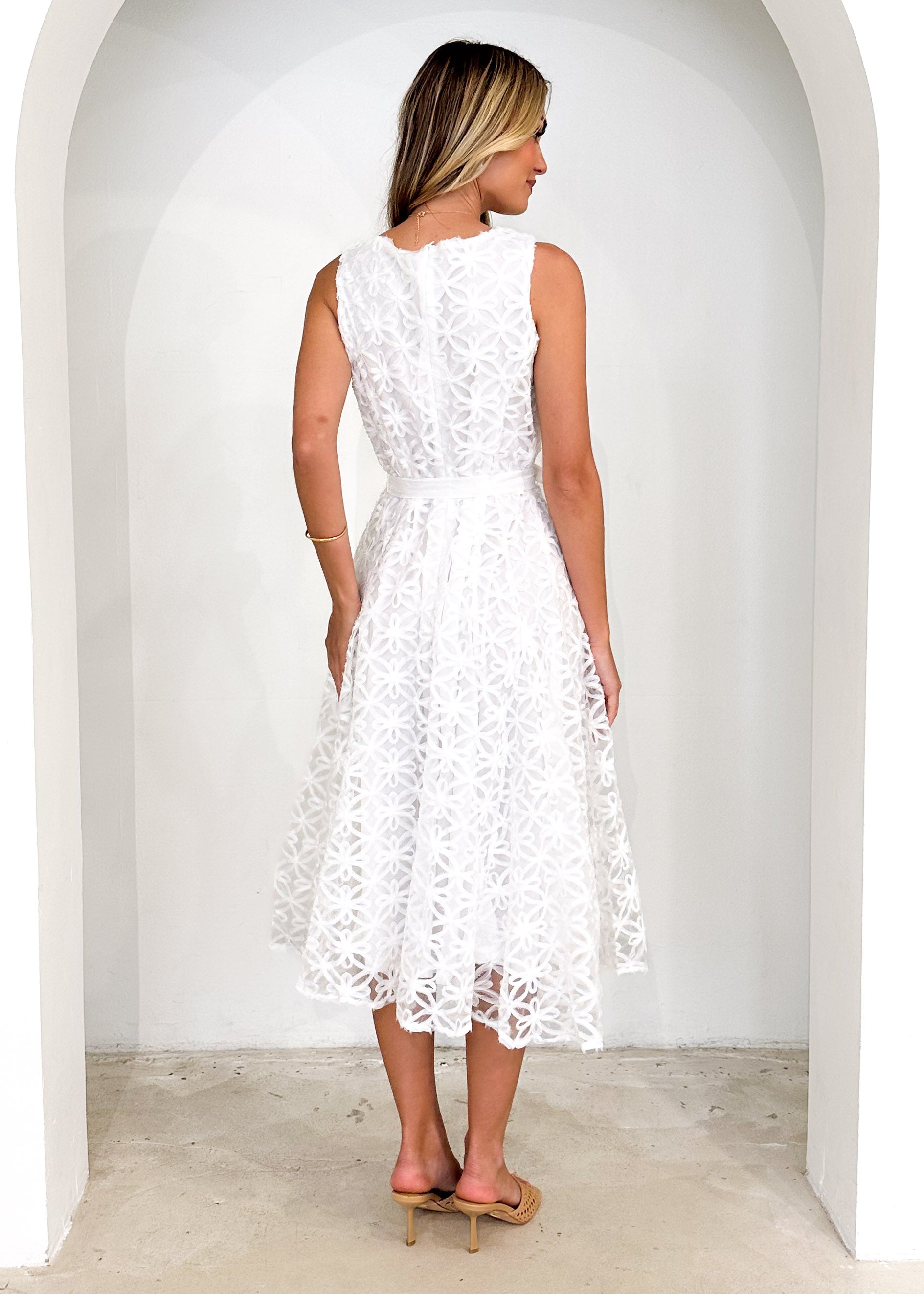 Eclipse Lace Midi Dress - Off White