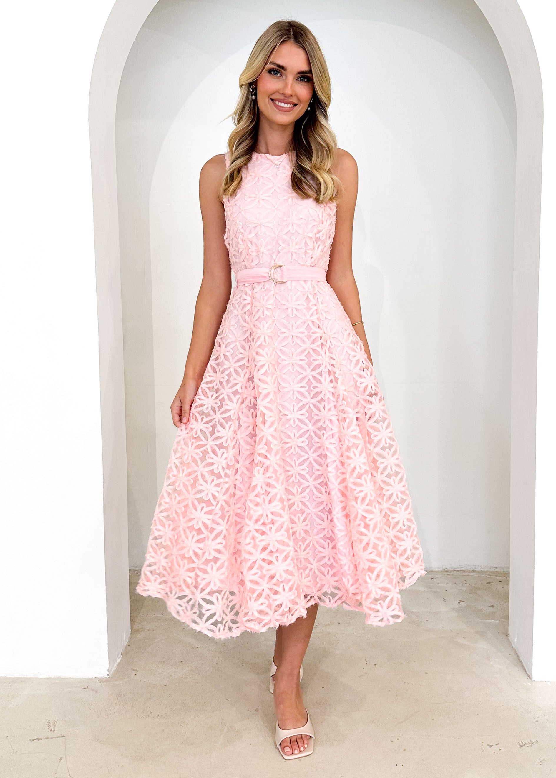 Eclipse Lace Midi Dress - Pink