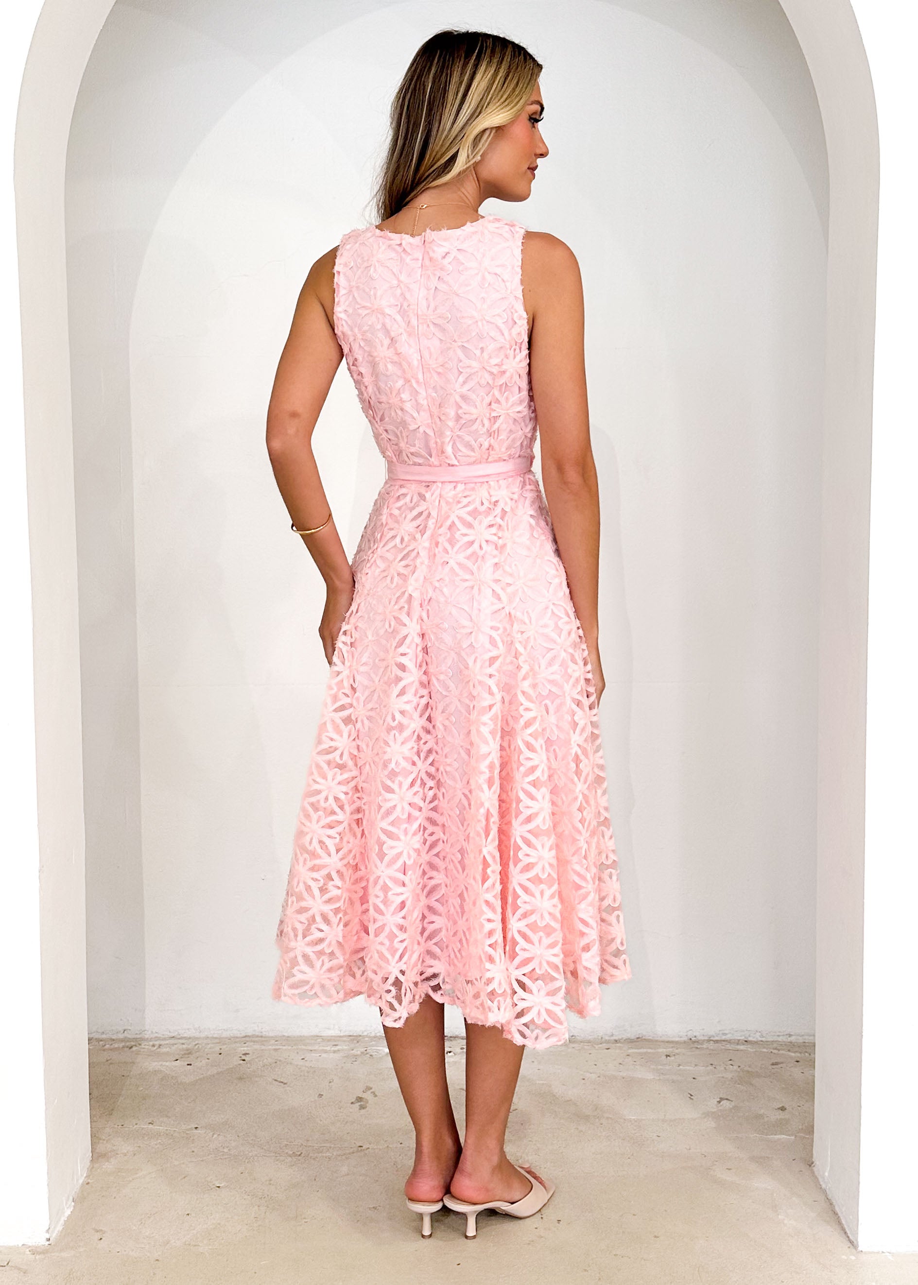 Eclipse Lace Midi Dress - Pink