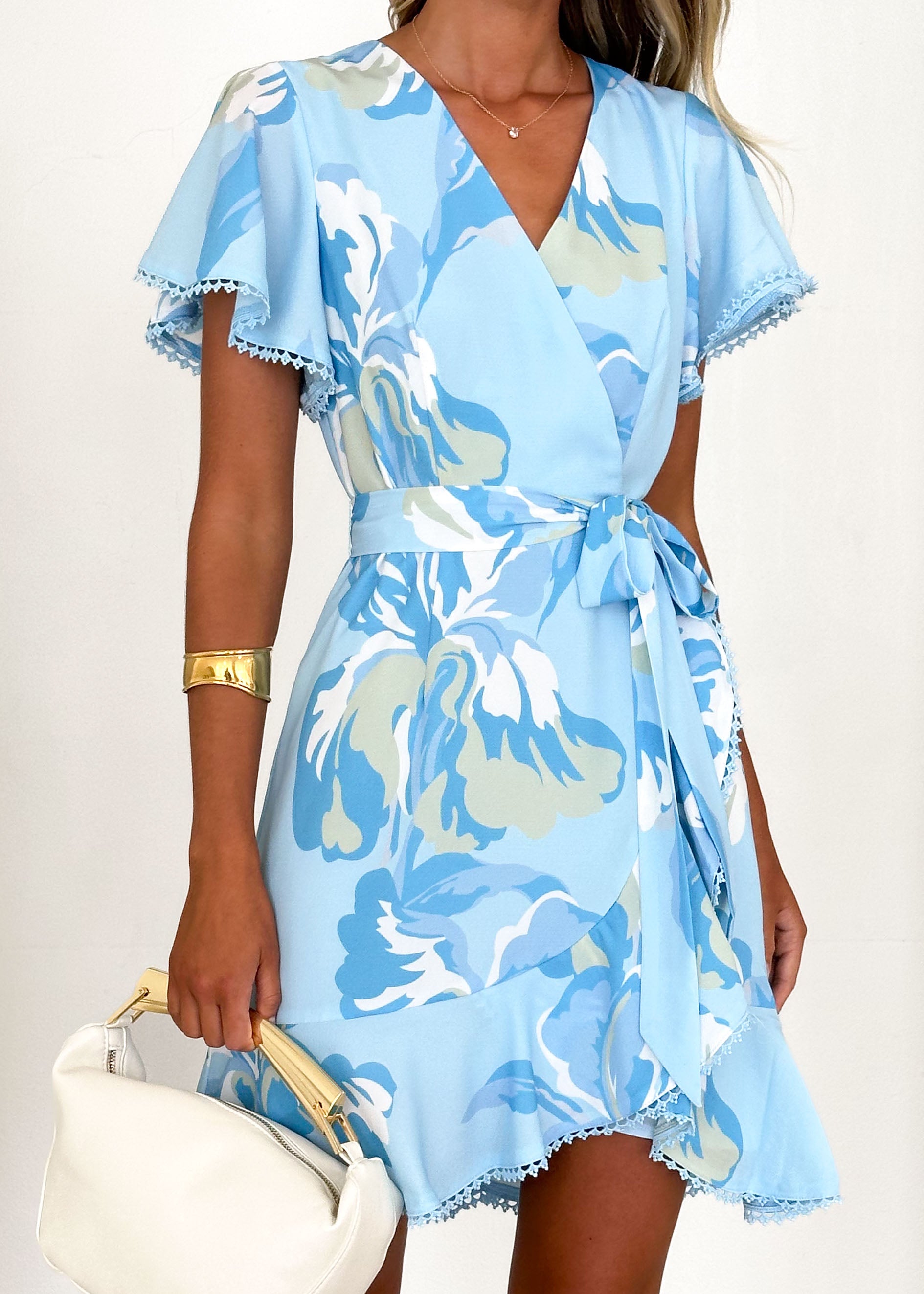 Taquile Wrap Dress - Blue Floral