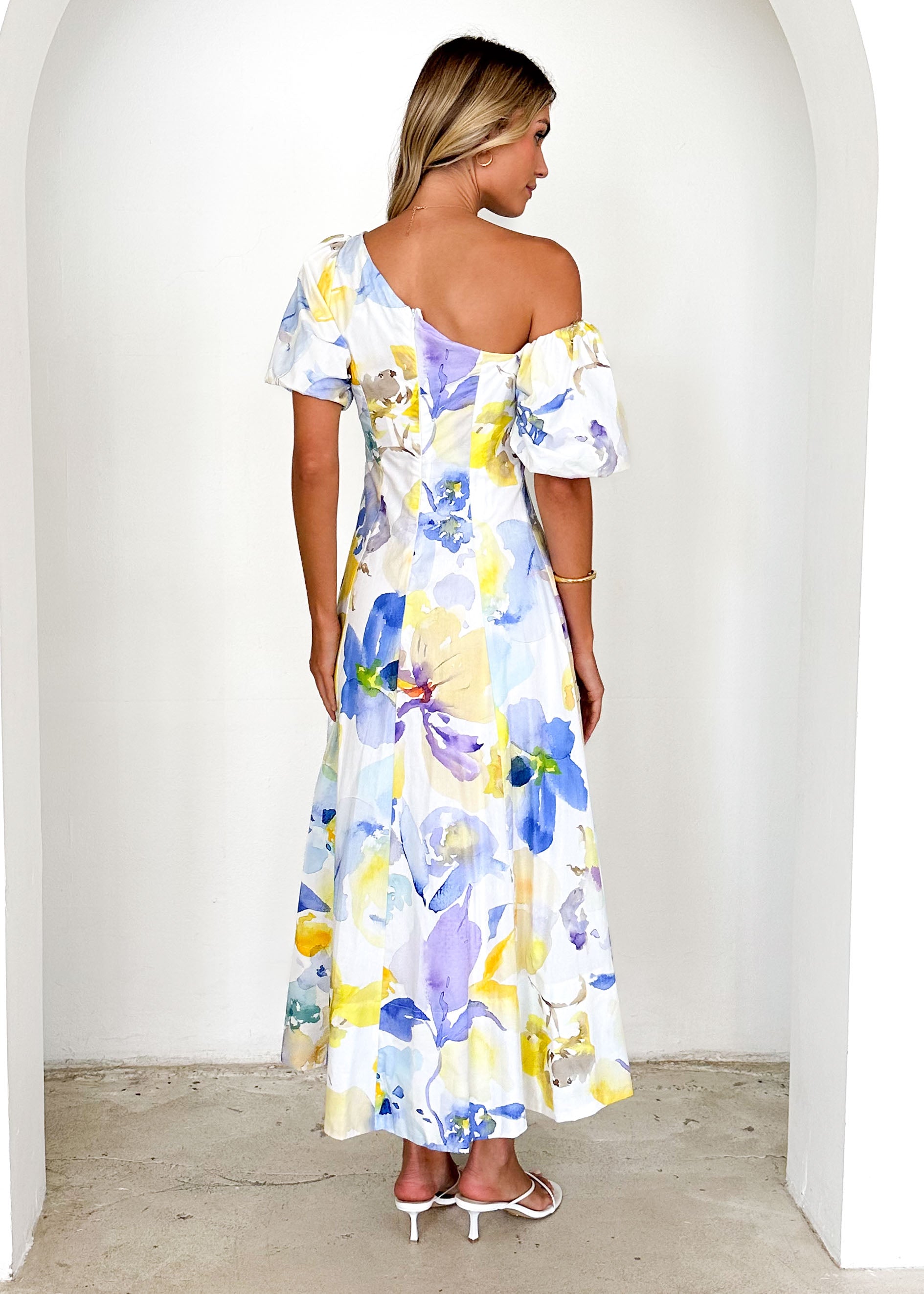 Delandra Maxi Dress - Lemon Watercolour