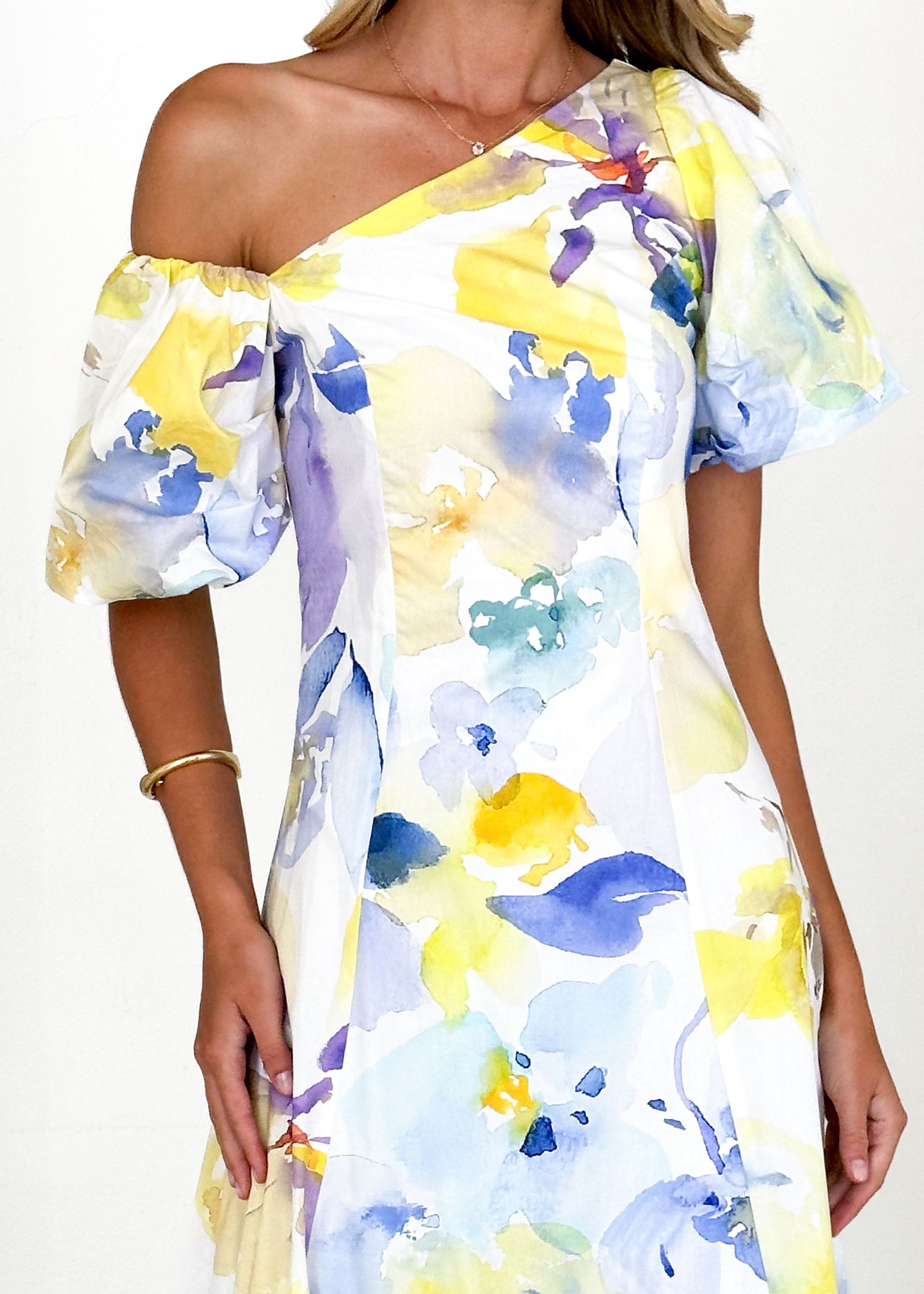 Delandra Maxi Dress - Lemon Watercolour