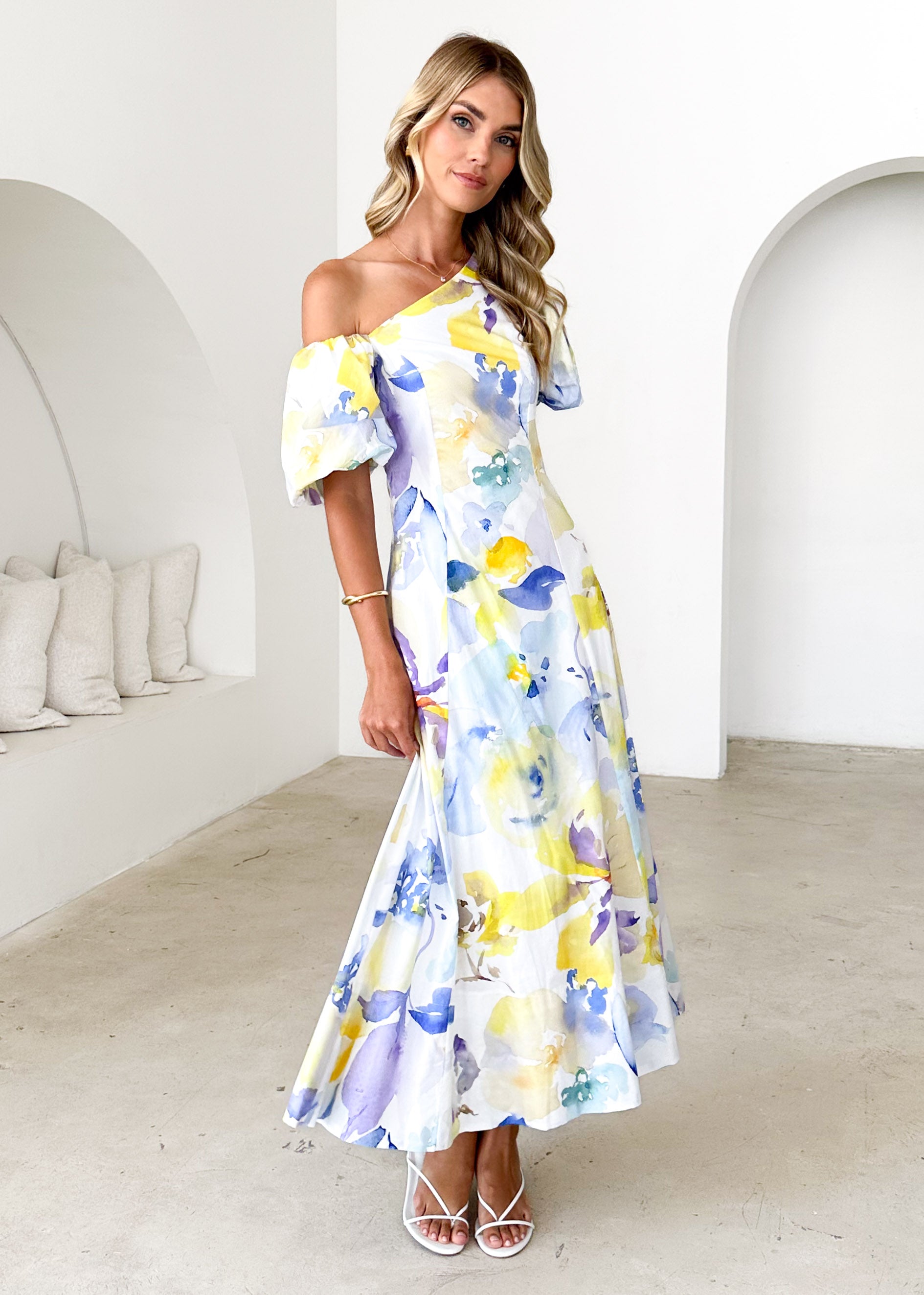 Delandra Maxi Dress - Lemon Watercolour