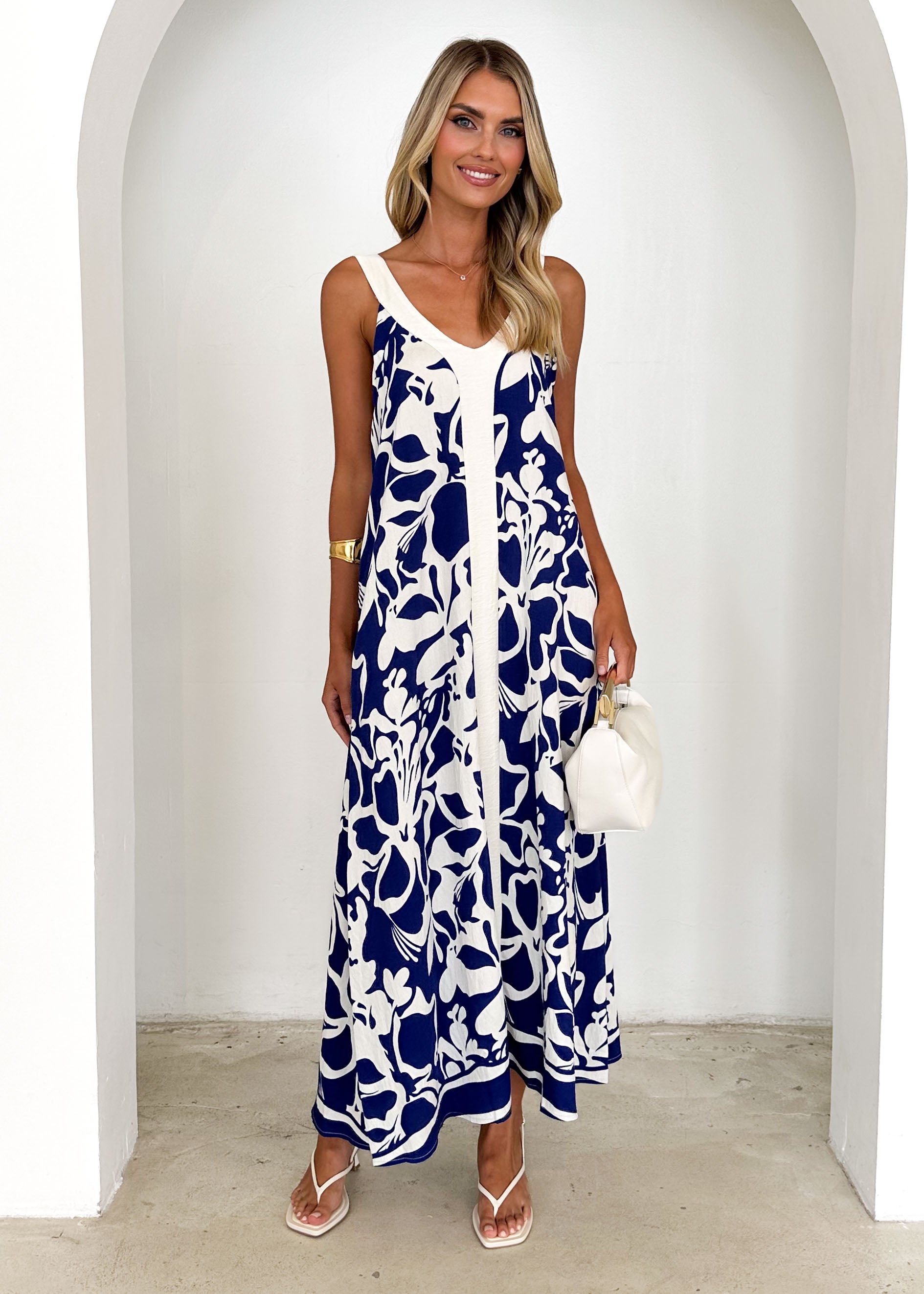 Quartz Maxi Dress - Navy Abstract