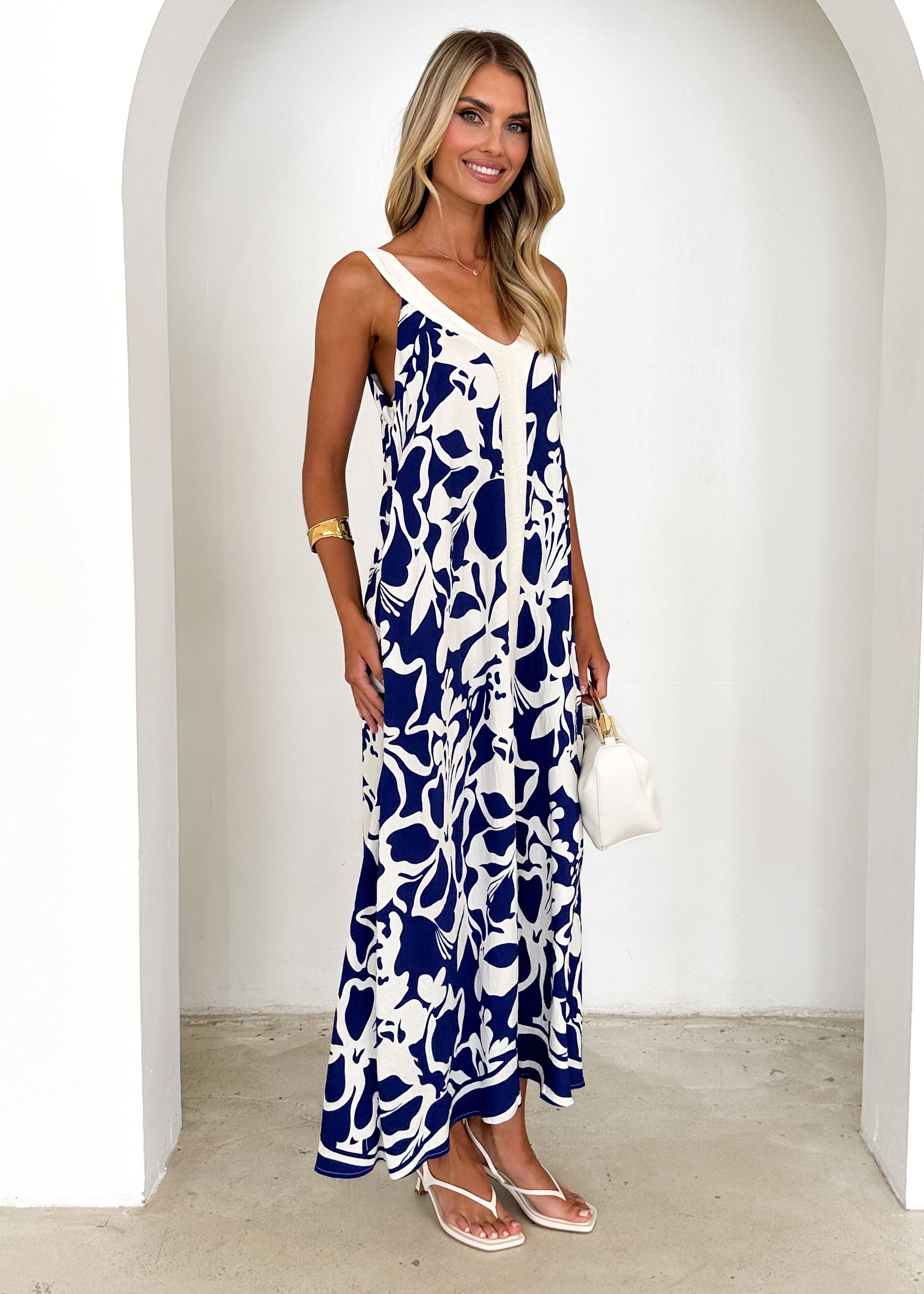 Quartz Maxi Dress - Navy Abstract